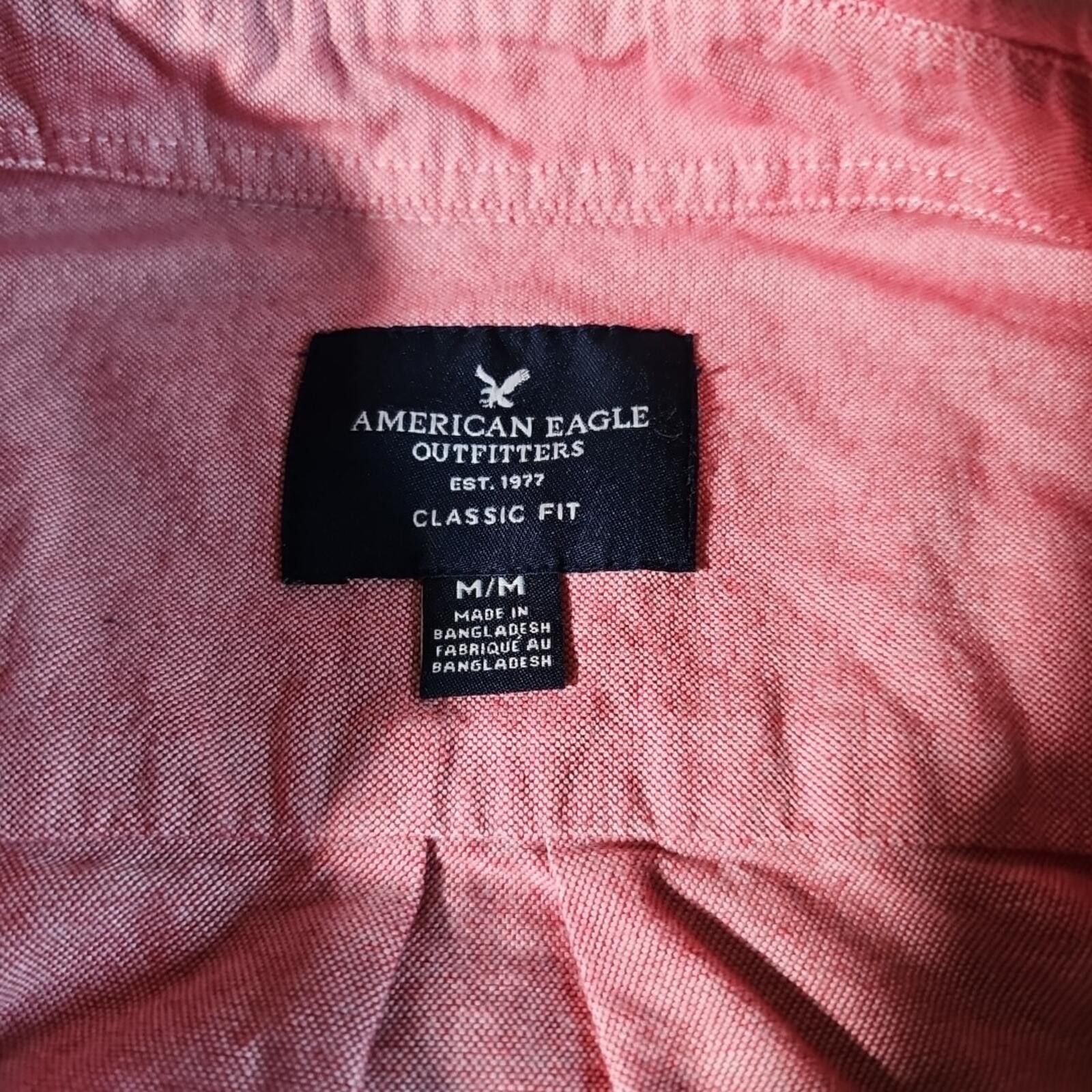 American Eagle Outfitters American Eagle Classic Fit M Pink Button Up Shirt Size US M / EU 48-50 / 2 - 4 Thumbnail