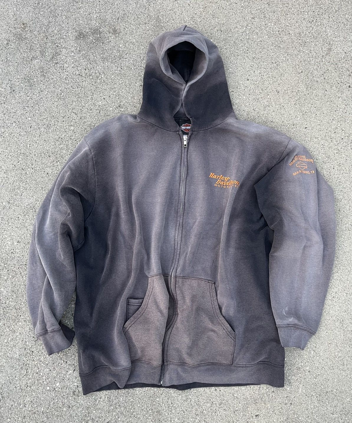 Harley Davidson Vintage Harley Davidson Zip Hoodie Sweatshirt Jacket Fade Size US XL / EU 56 / 4 - 3 Thumbnail