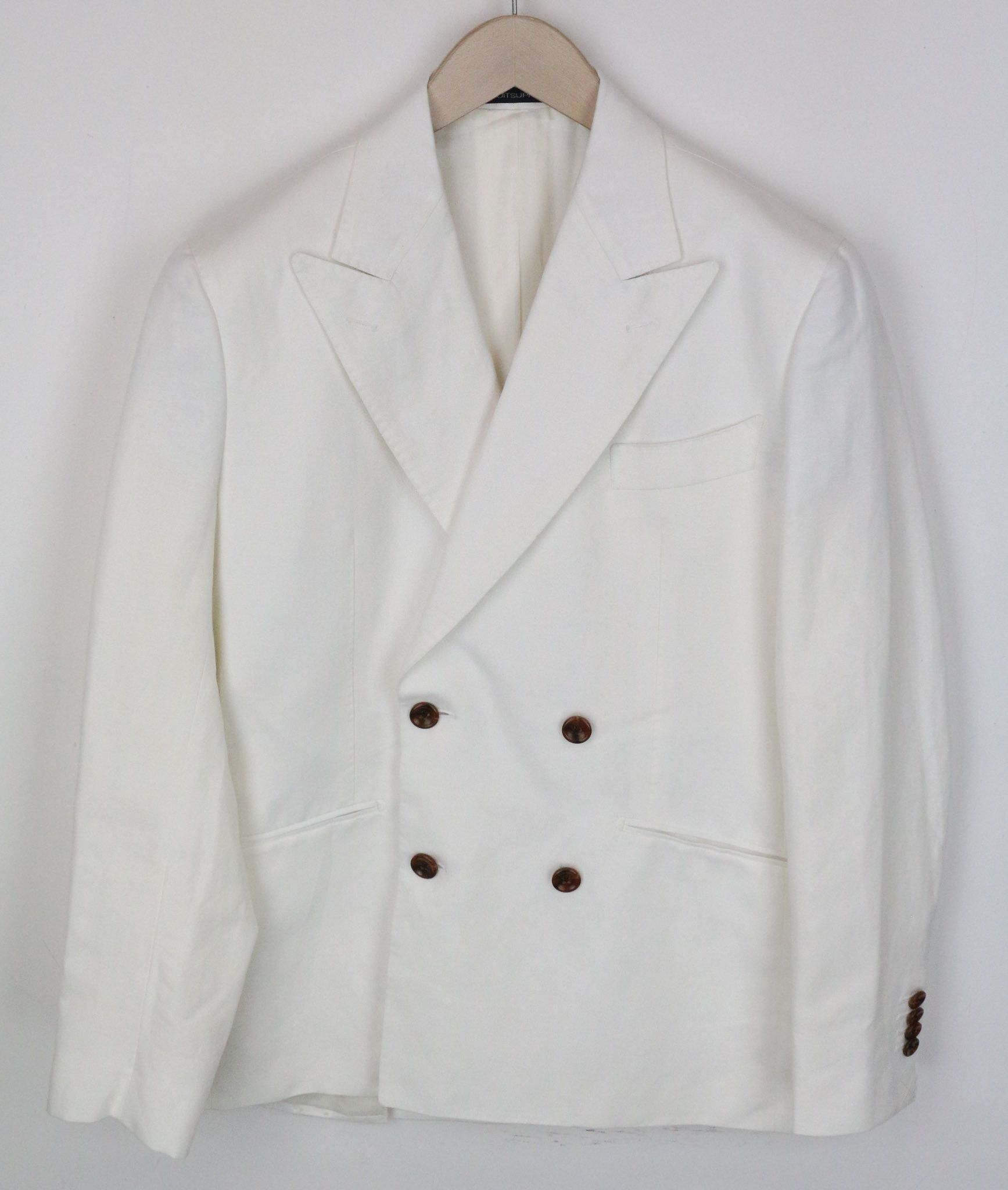 image of Suitsupply La Spalla Uk34R Off-White Linen Double-Breasted 71630 in Off White, Men's
