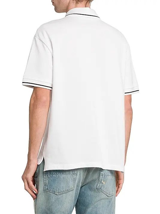 Amiri os11x0326 Logo Cotton Polo Shirt in White Size US L / EU 52-54 / 3 - 4 Thumbnail