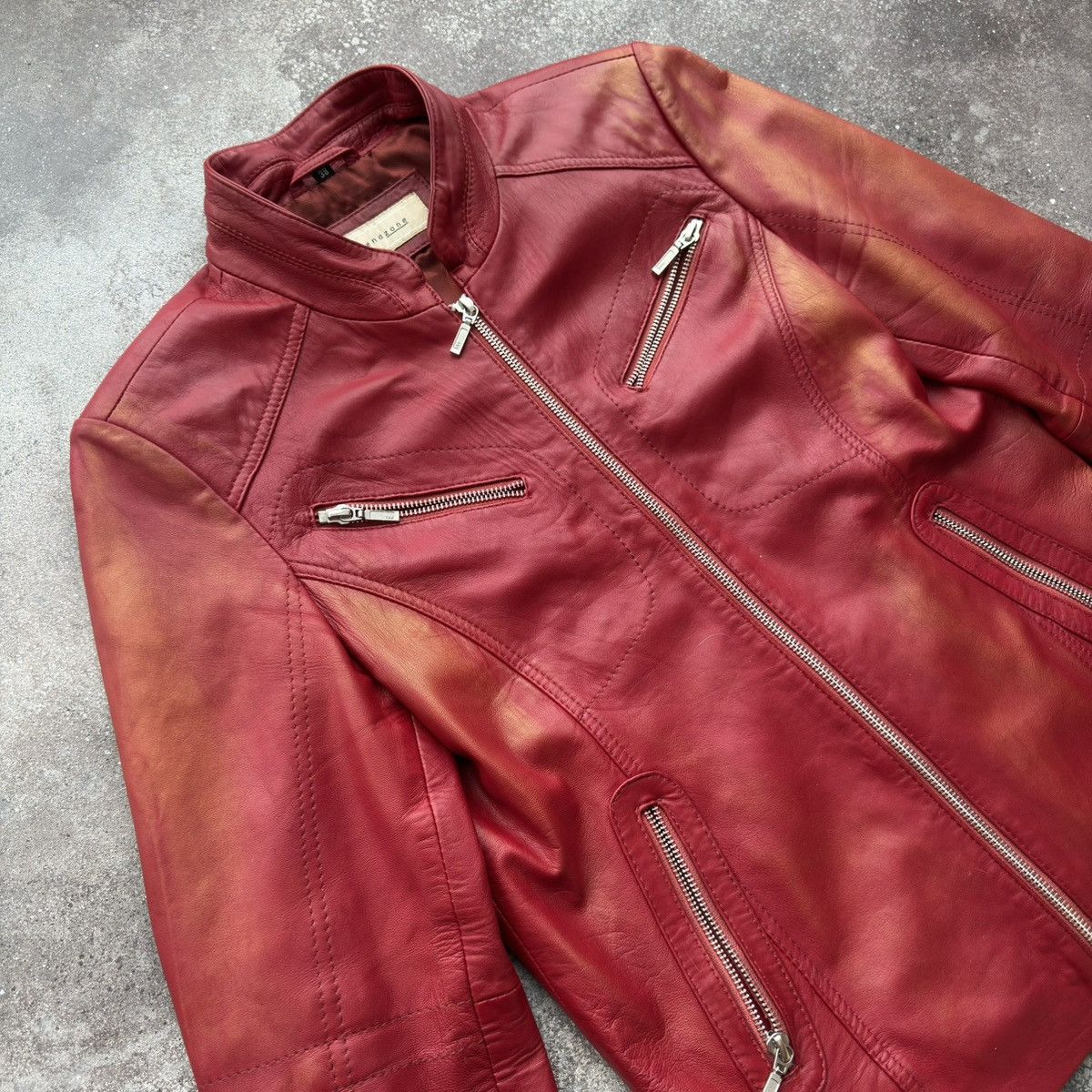 20471120 Vintage Y2K Faded Biker Leather Jacket Size XS / US 0-2 / IT 36-38 - 6 Thumbnail
