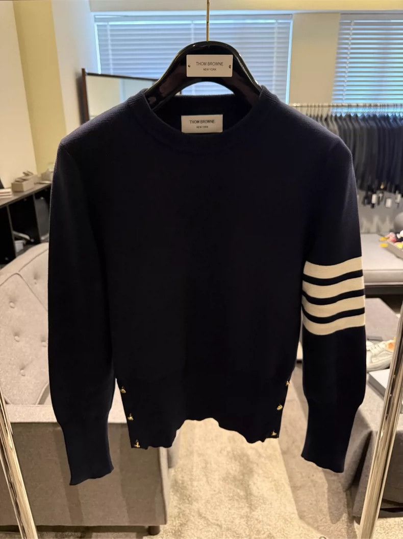 Thom Browne Thom Browne Dark blue four-bar knitted long sleeves 2505-Ne Size M / US 6-8 / IT 42-44 - 1 Thumbnail