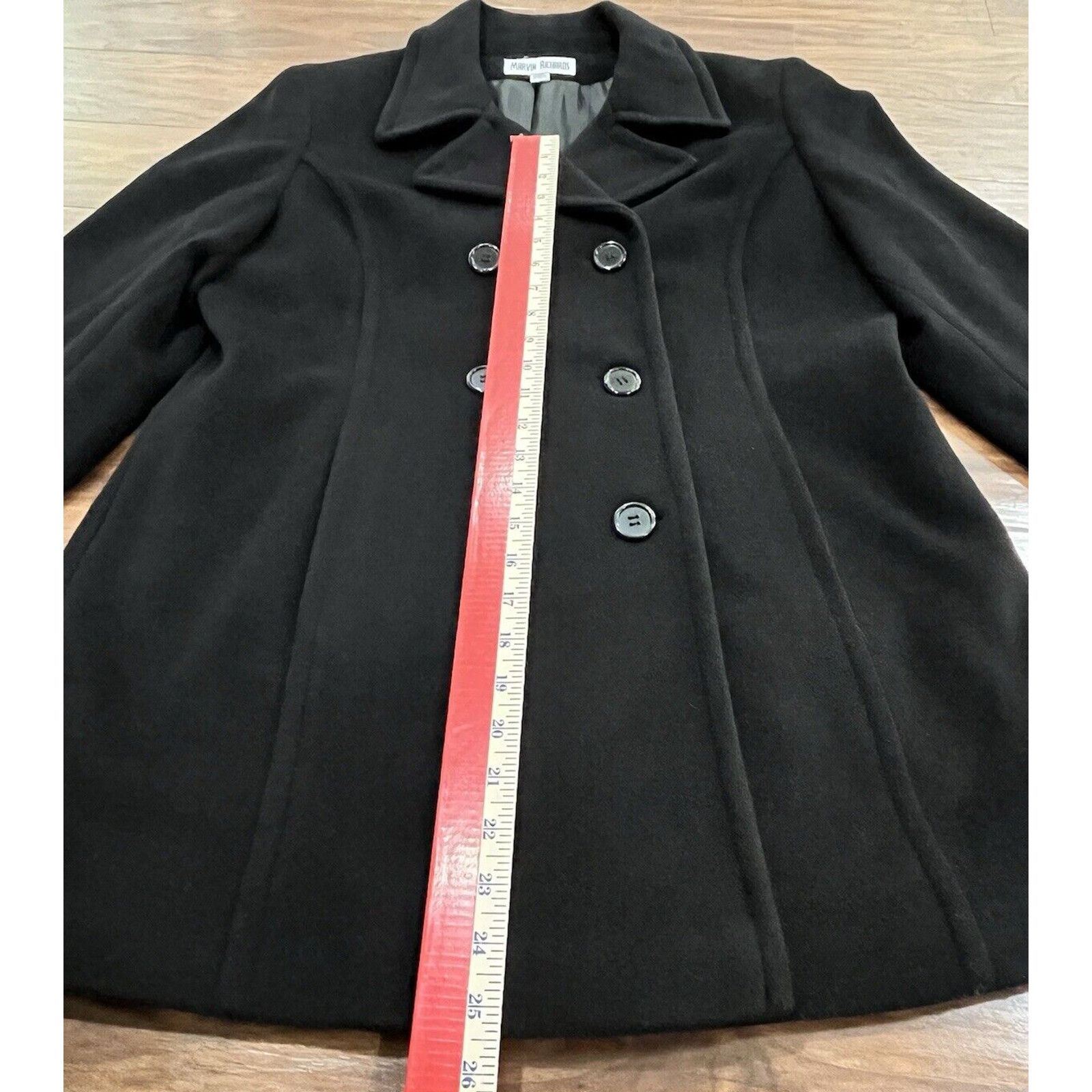 Other Vintage Marvin Richards BLACK Peacoat - Women's Size Large Size L / US 10 / IT 46 - 3 Thumbnail