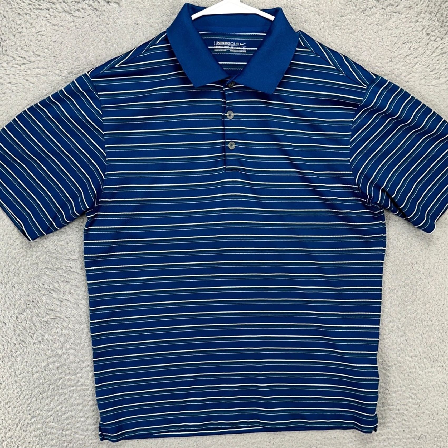 Nike Nike Golf Polo Shirt Mens Medium Blue Striped Rugby Performance Dry Fit Swoosh Outdoor Size US M / EU 48-50 / 2 - 3 Thumbnail