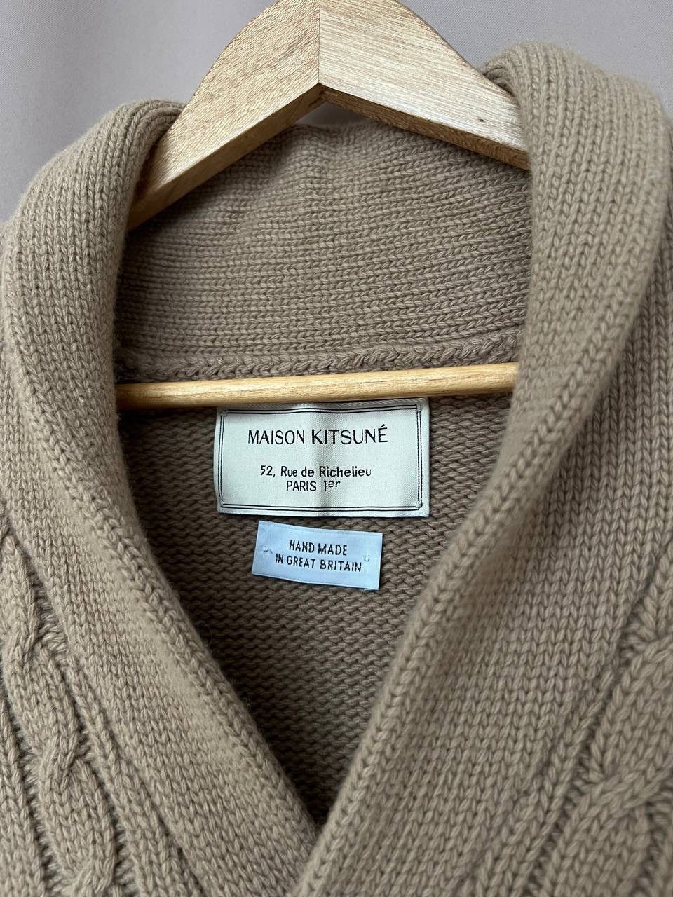 Maison Kitsune Maison Kitsune Cable Knit Wool Cardigan Size M Made in GB Size US M / EU 48-50 / 2 - 10 Thumbnail