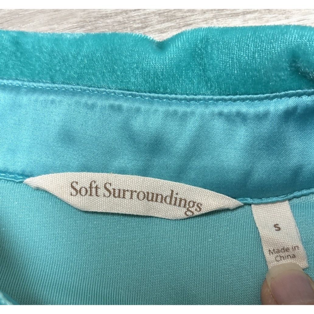 Other Soft Surroundings Velvet Boyfriend Shirt Womens Small Teal T Size S / US 4 / IT 40 - 5 Thumbnail
