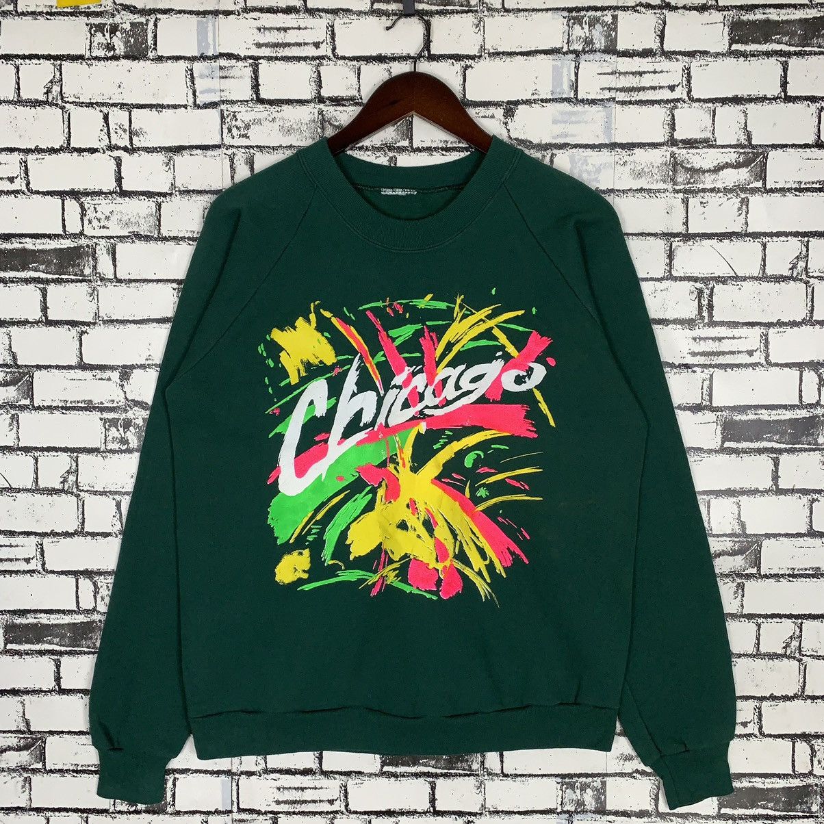 Vintage Vintage Chicago Big Print Sweatshirt Chicago Crewneck Size US M / EU 48-50 / 2 - 1 Thumbnail