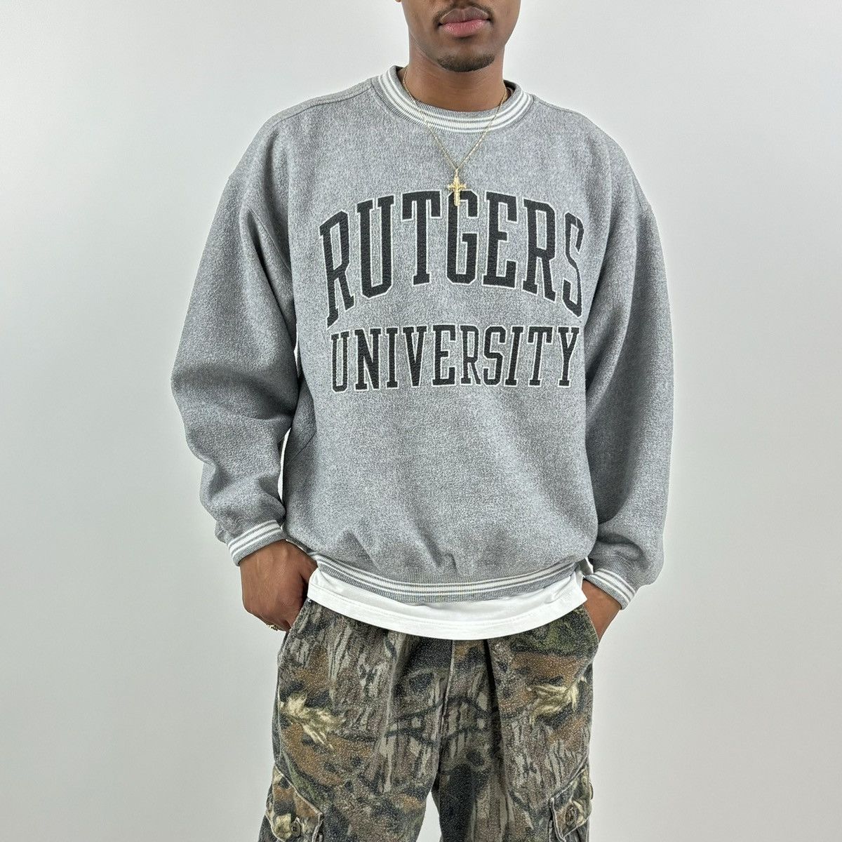 vintage 90s RUTGERS UNIVERSITY college Spellout sweatshirt