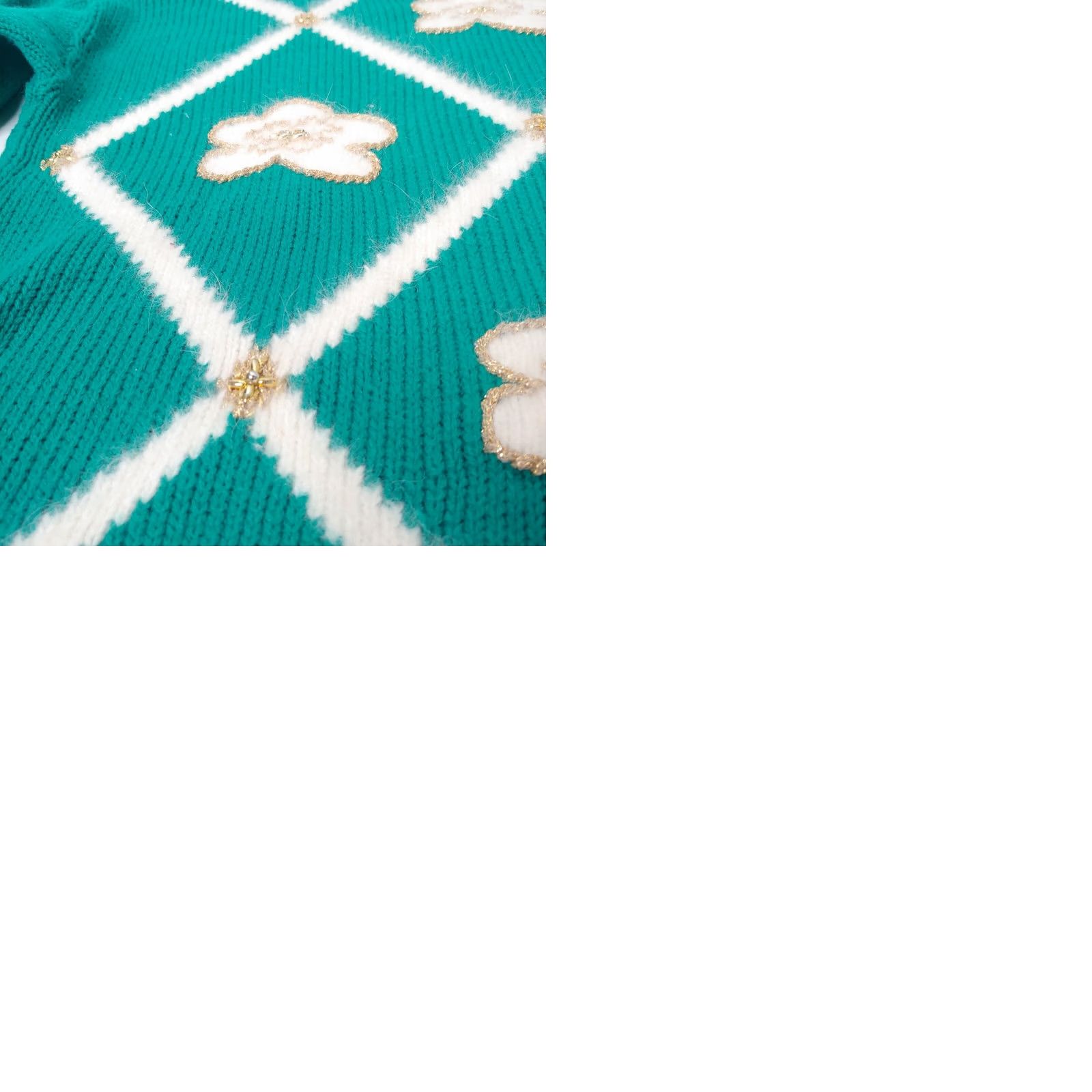 Vintage VINTAGE Dana Scott Sweater L Womens Beaded Flower Cottagecore Teal Green-Blue Crew Neck Long Sleeve Pullover Size L / US 10 / IT 46 - 9 Thumbnail