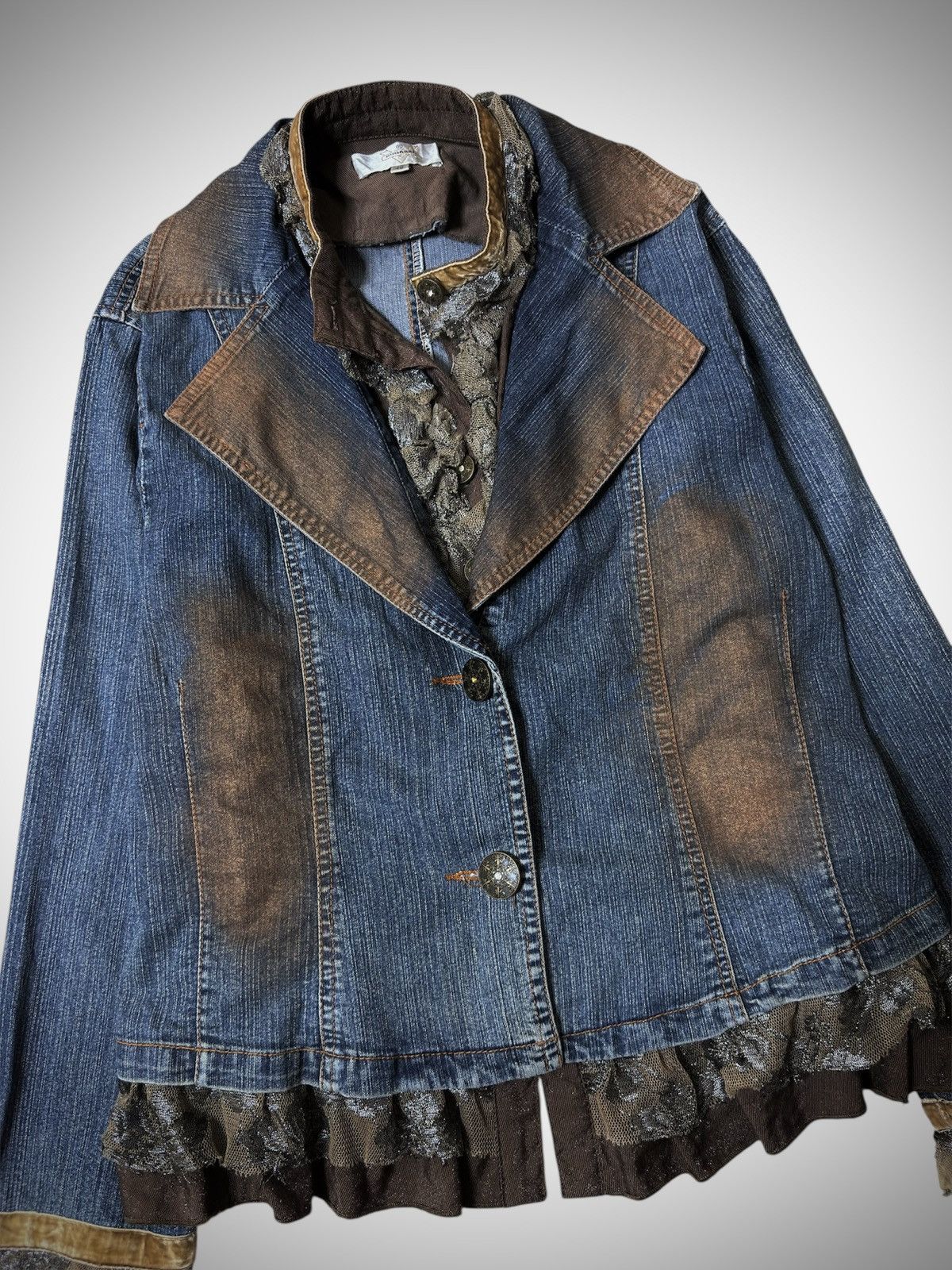 Vintage BUGGARI - Denim Blazer Fairy Style Size L / US 10 / IT 46 - 2 Thumbnail