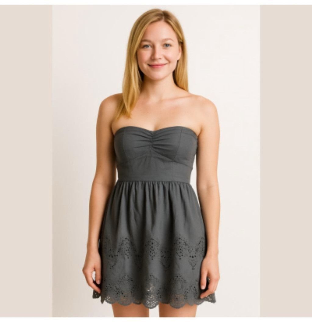 American Eagle Outfitters American eagle size X Small gray dress cotton tiered eyelet Size XXS / US 00 / IT 34 - 1 Thumbnail