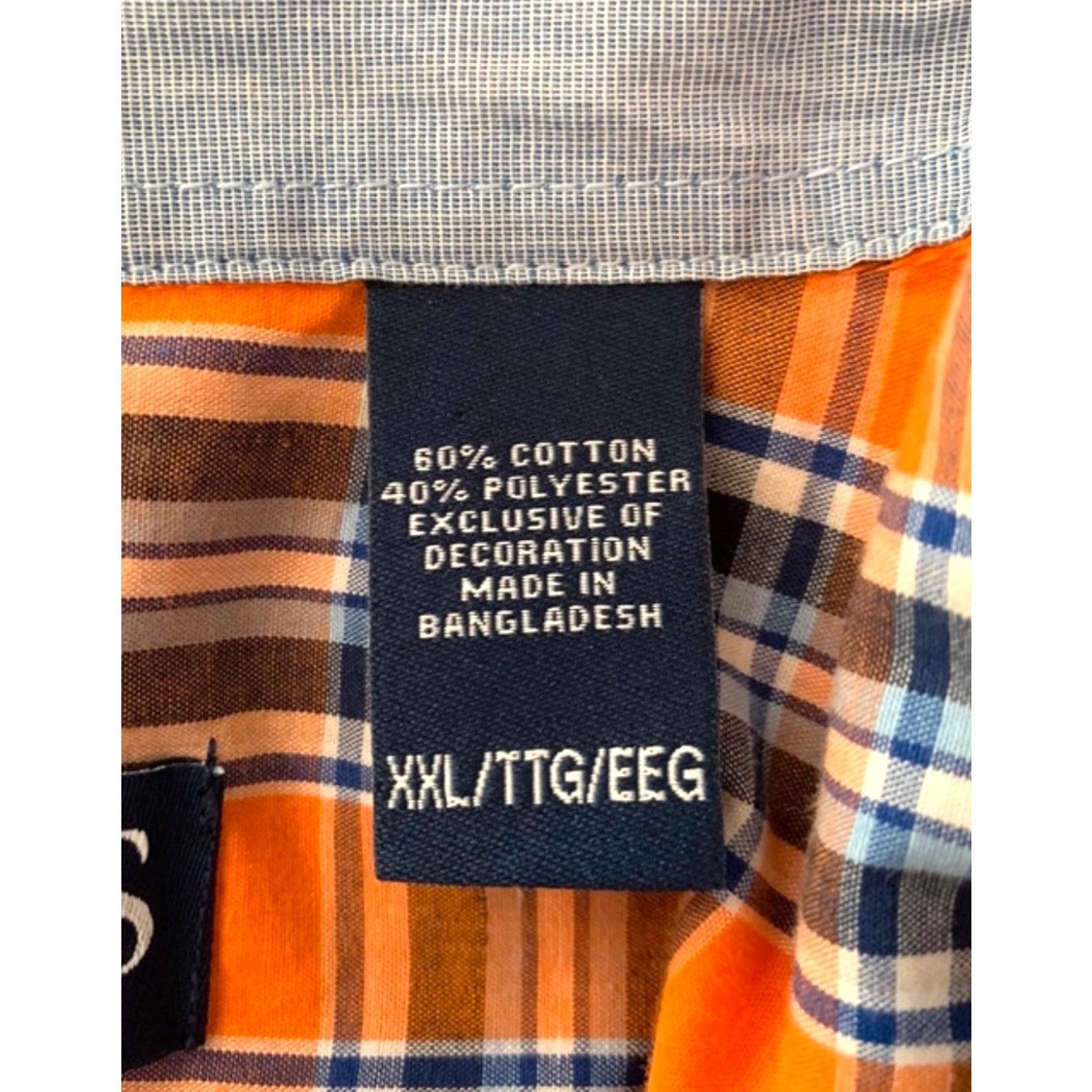 Chaps Chaps XXL Orange Navy Plaid Button-Down Shirt Short Sleeve Size US XXL / EU 58 / 5 - 4 Thumbnail