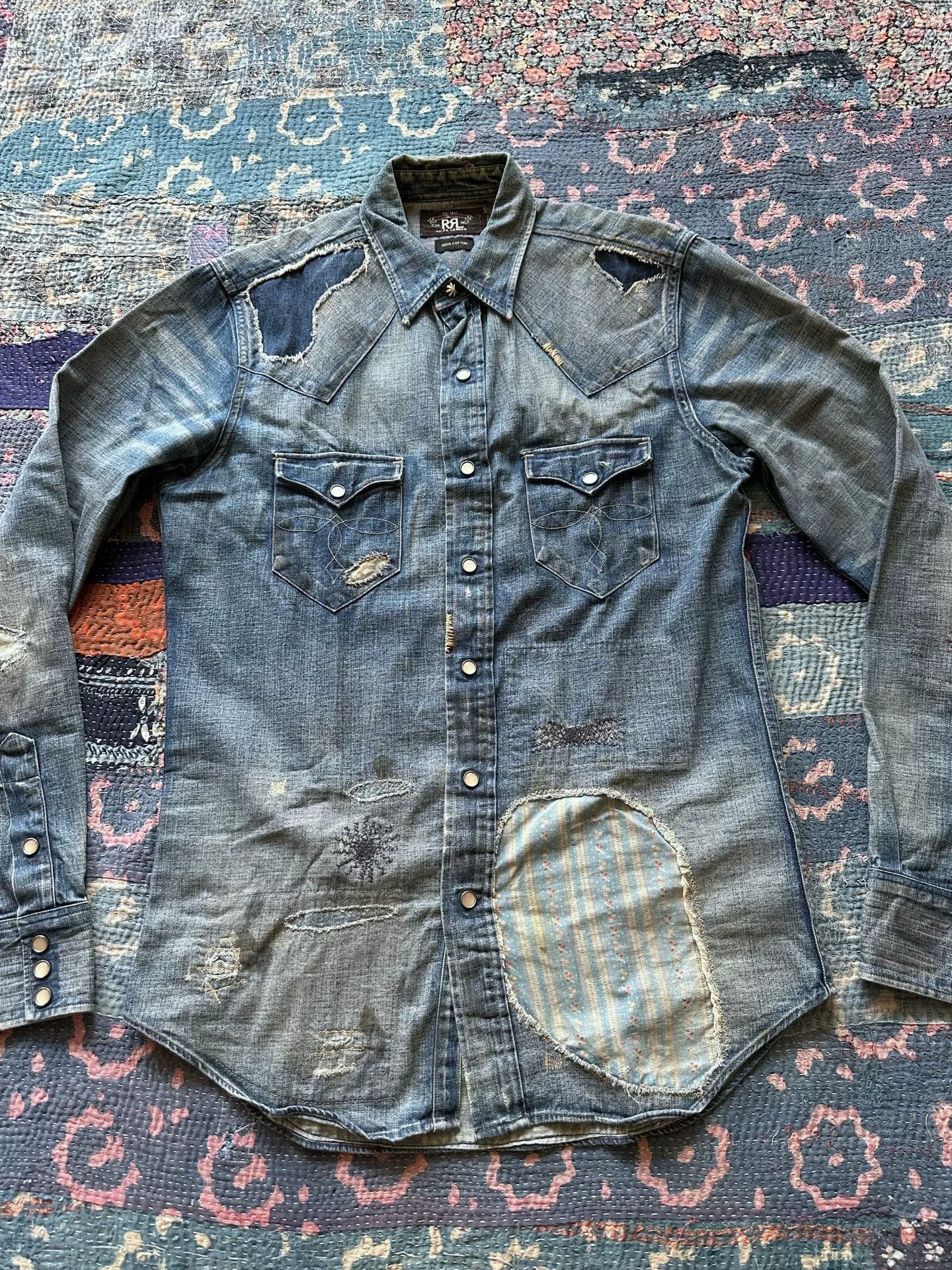 RRL Ralph Lauren vintage ralph lauren denim patched shirt Size US S / EU 44-46 / 1 - 1 Thumbnail