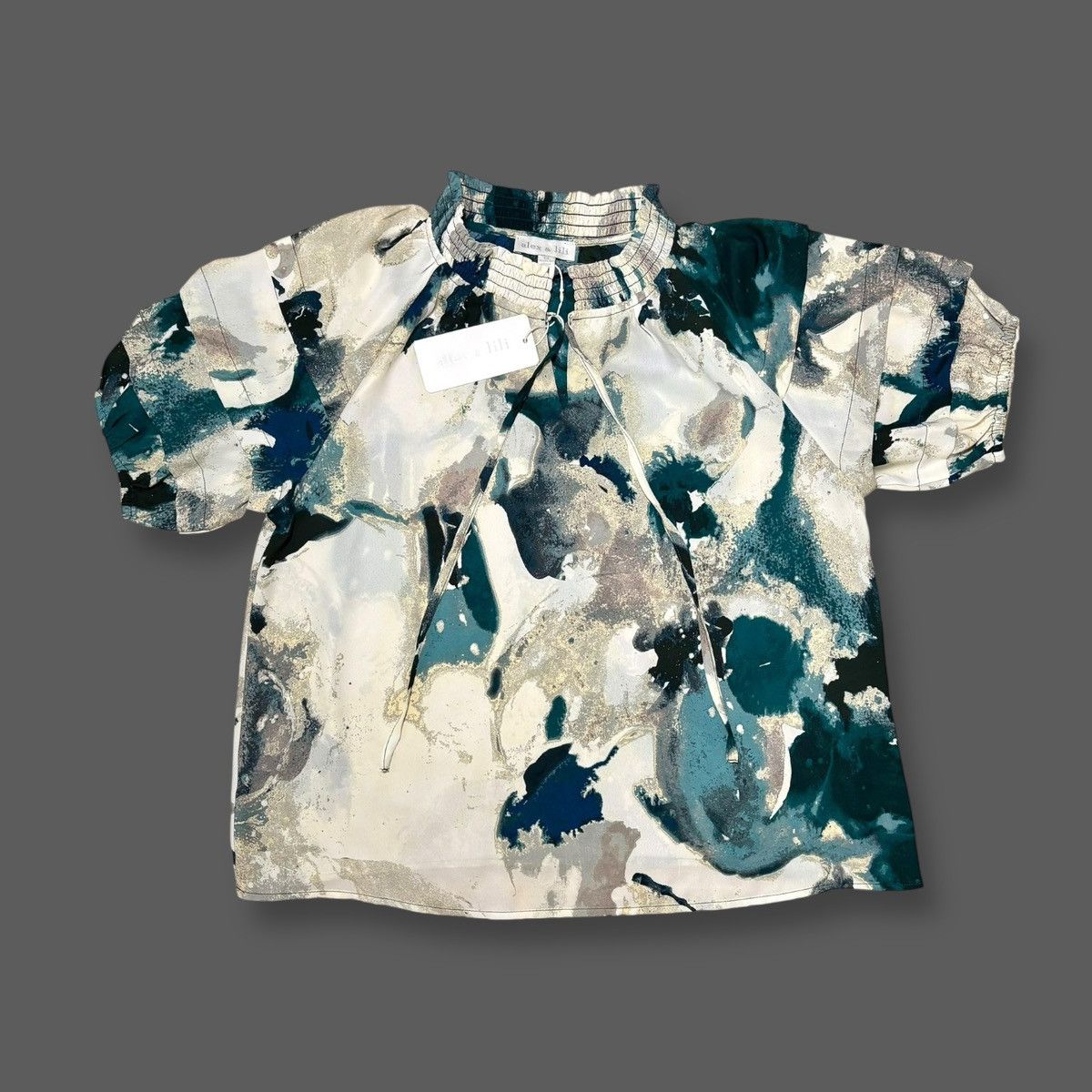 Other Alex & Lili Women’s Watercolor Colors Tie Neck Blouse Sz M Size M / US 6-8 / IT 42-44 - 5 Thumbnail