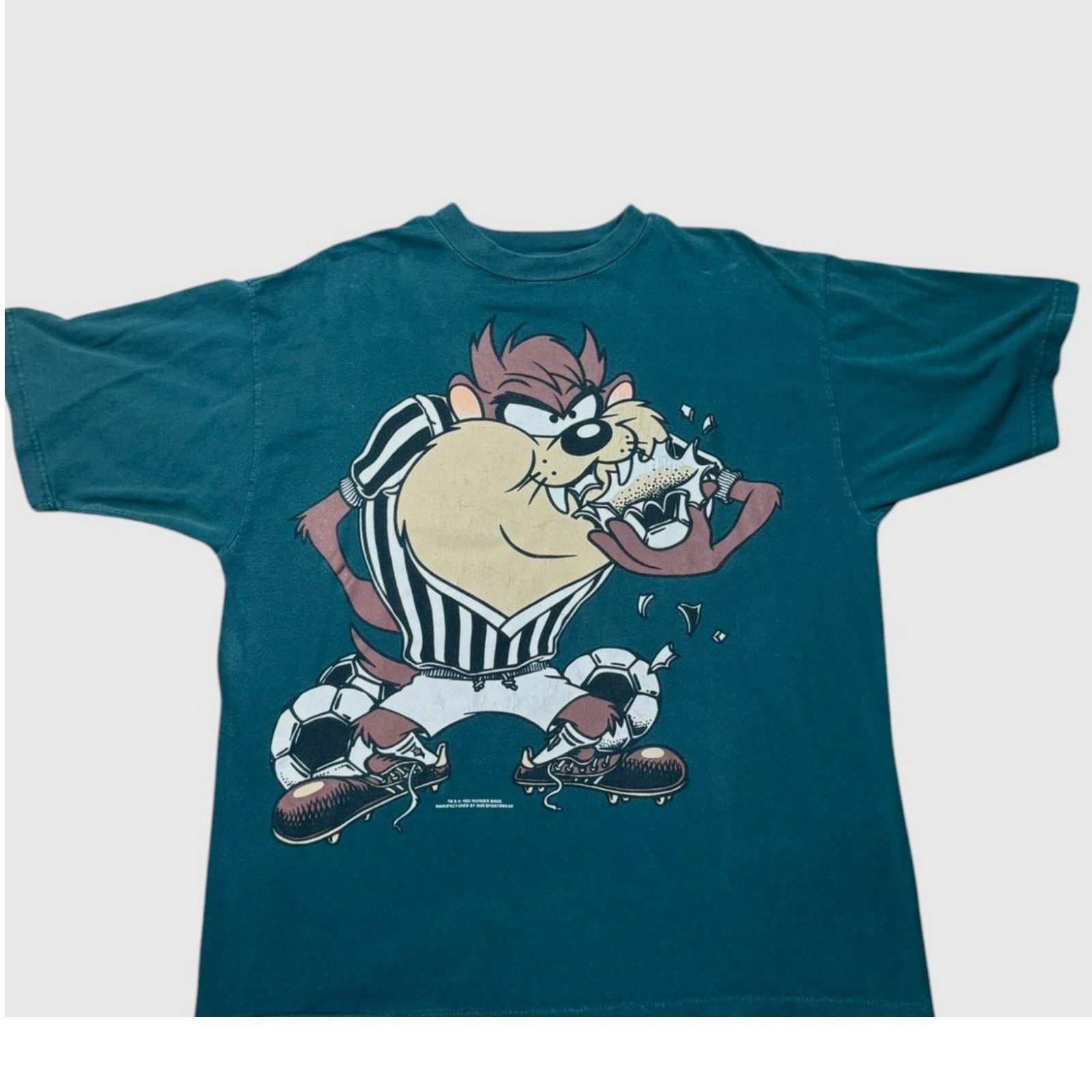 Vintage 1993 Looney Tunes Taz Soccer T-Shirt Warner Bros XL