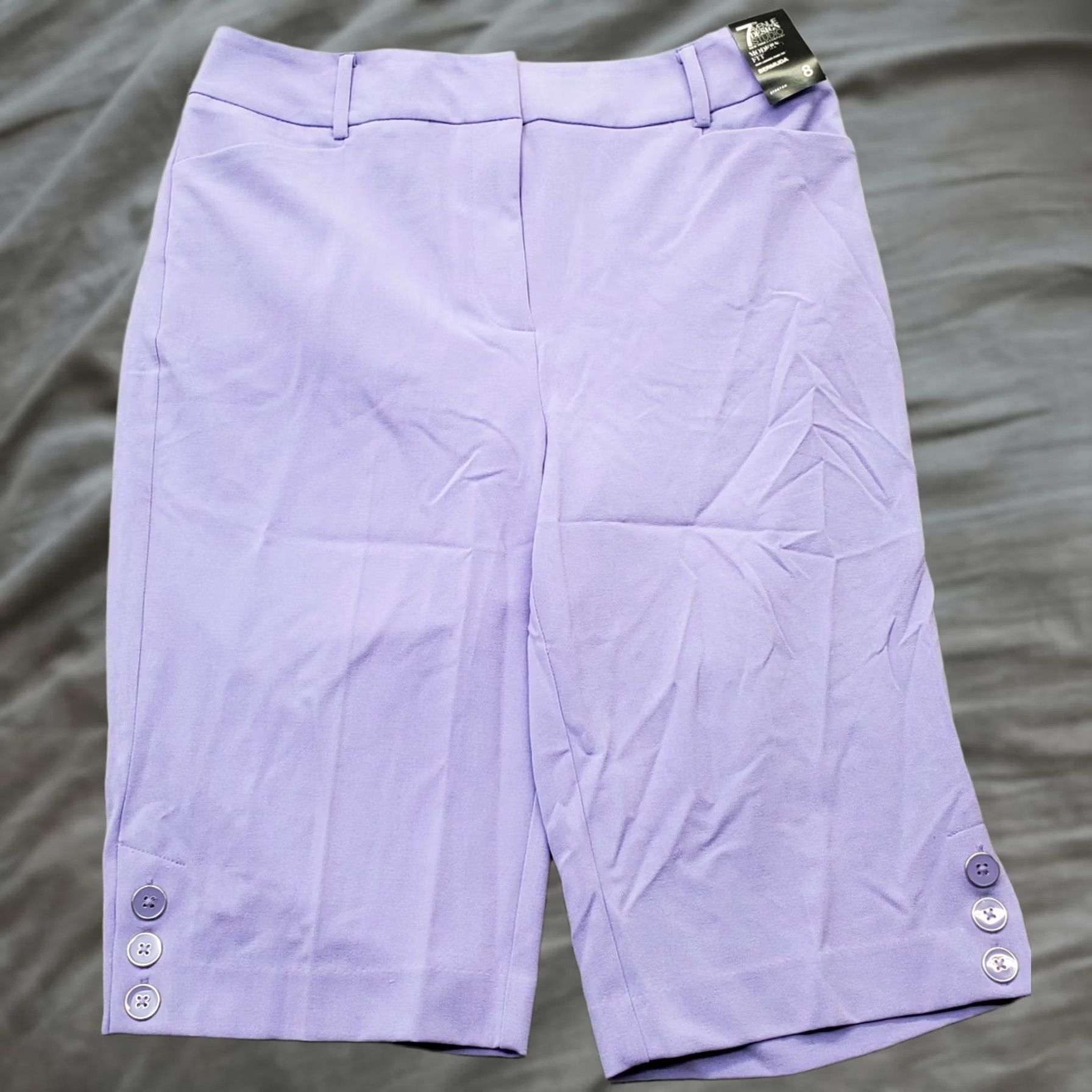 Vintage 7th Avenue Design Studio Bermuda Shorts Womens 8 Purple Ankle Button Size 30" / US 8 / IT 44 - 1 Thumbnail
