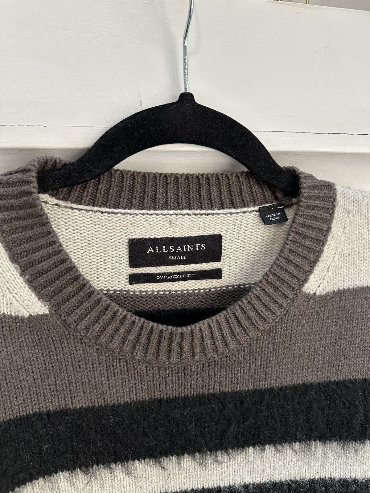 Allsaints Striley Crew Oversized Striped Sweater Size US S / EU 44-46 / 1 - 2 Thumbnail