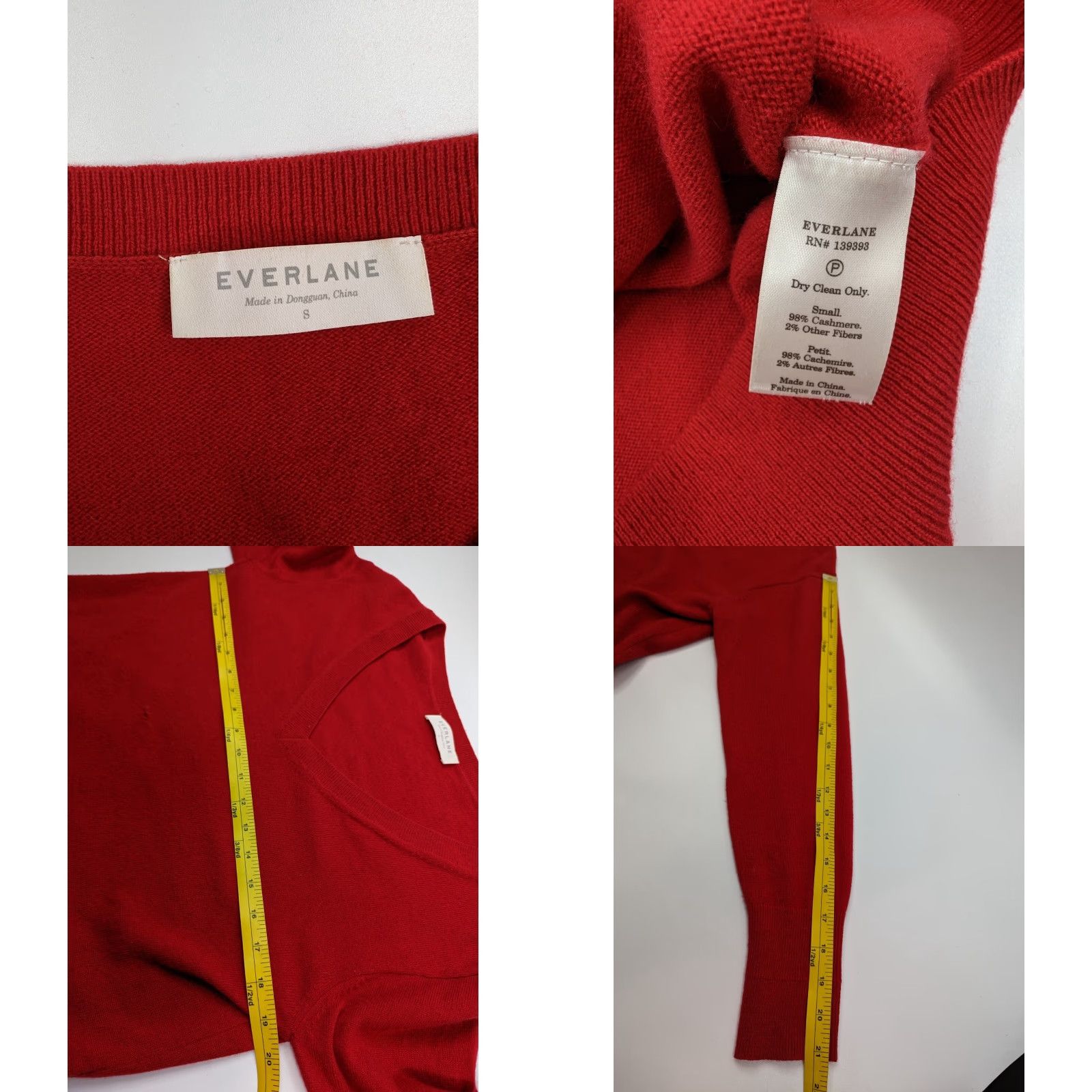 Everlane Everlane Red Cropped Pullover Cashmere Sweater Long Sleeve Womens Small Defect Size S / US 4 / IT 40 - 8 Thumbnail