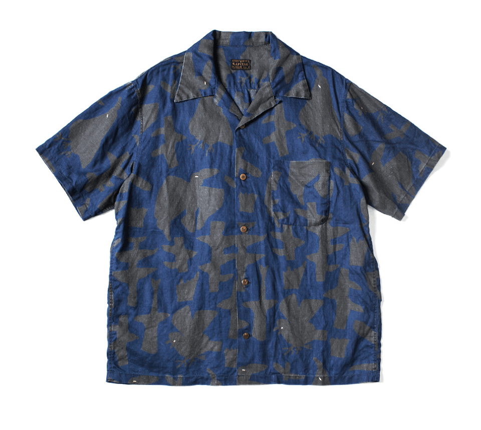 Kapital French Cloth Linen GUIDING LIGHT Crow Striped Aloha Shirt Size US M / EU 48-50 / 2 - 1 Thumbnail