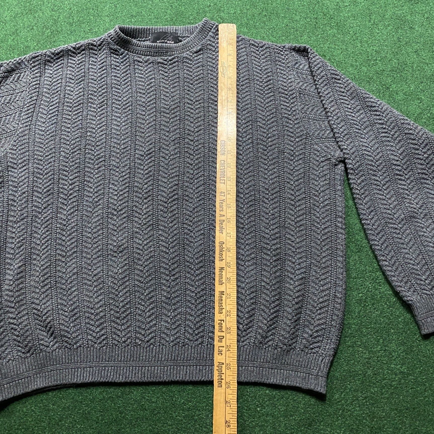 Bill Blass VINTAGE Bill Blass Sweatshirt Mens L Gray Cotton Knit Ribbed Crew Neck Graphic Print USA MADE Size US L / EU 52-54 / 3 - 6 Thumbnail