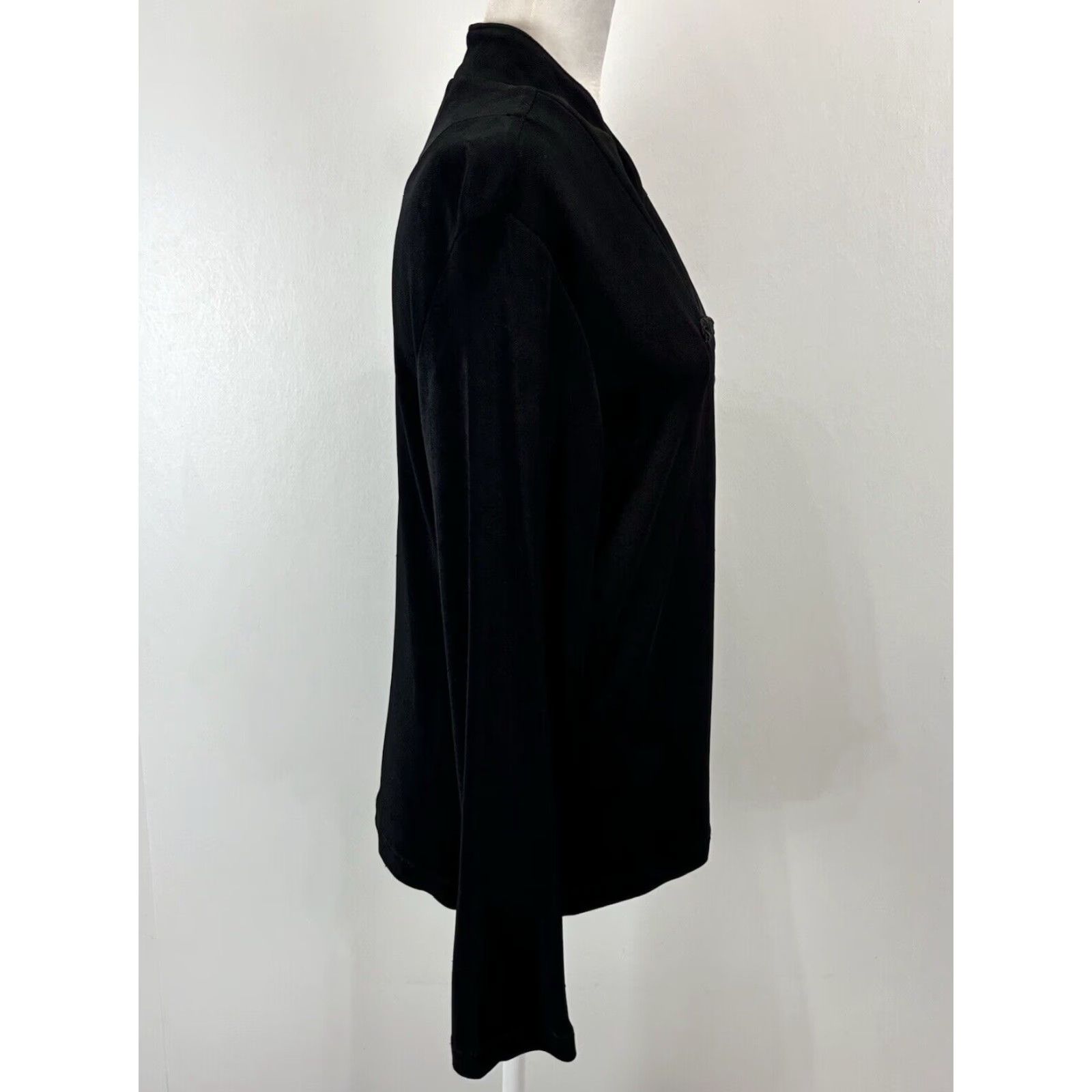 Coldwater Creek Coldwater Creek Black Acetate Cardigan Jacket Medium Womens Long Sleeve Frog Button Size M / US 6-8 / IT 42-44 - 4 Thumbnail