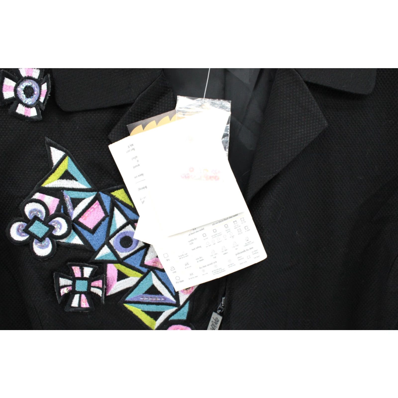Bob Mackie VINTAGE Bob Mackie Wearable Art Womens Jacket L Black Geometric Embroidered Modern Vintage 90s Style Accessories Womens Size L / US 10 / IT 46 - 4 Thumbnail