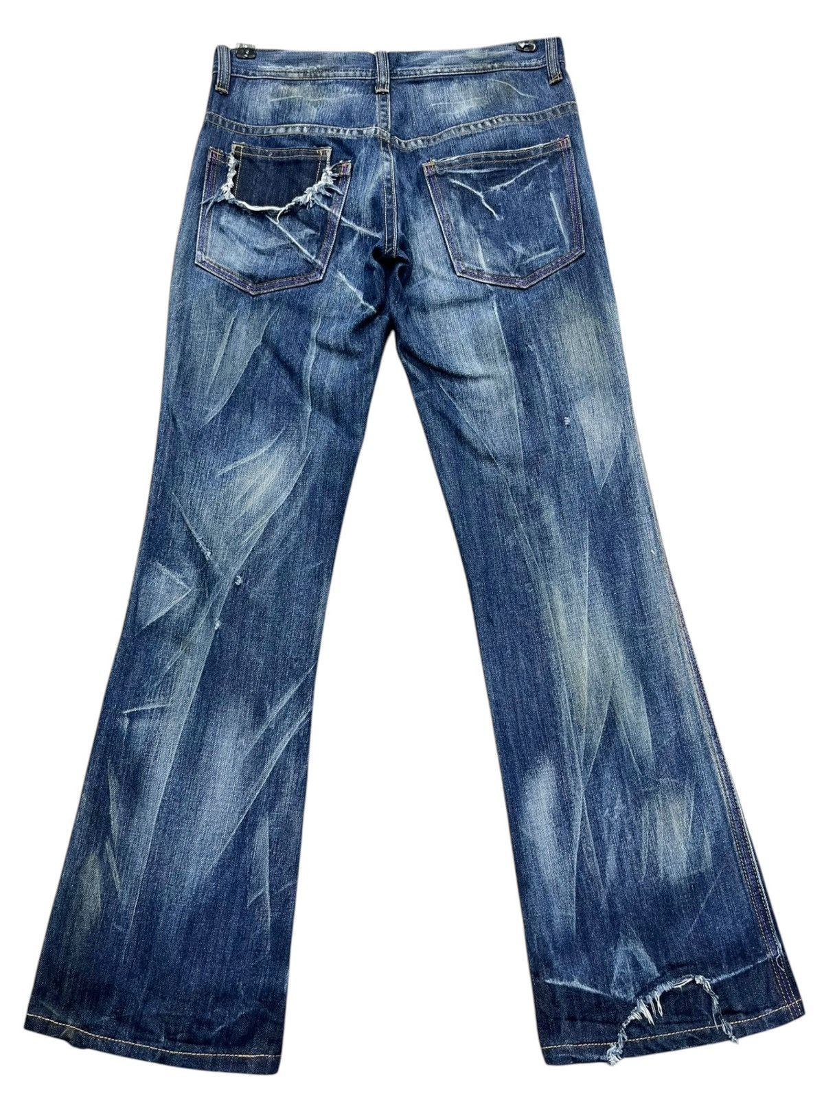 Midnight Studios Midas Machiavel Japan Distressed Flare Denim Y2K Rare Size US 29 - 3 Thumbnail