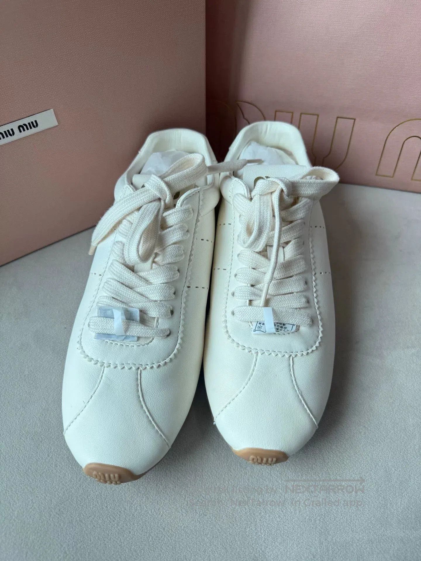 Miu Miu MiuMiu White Leather Sneakers. Size US 7 / IT 37 - 3 Thumbnail