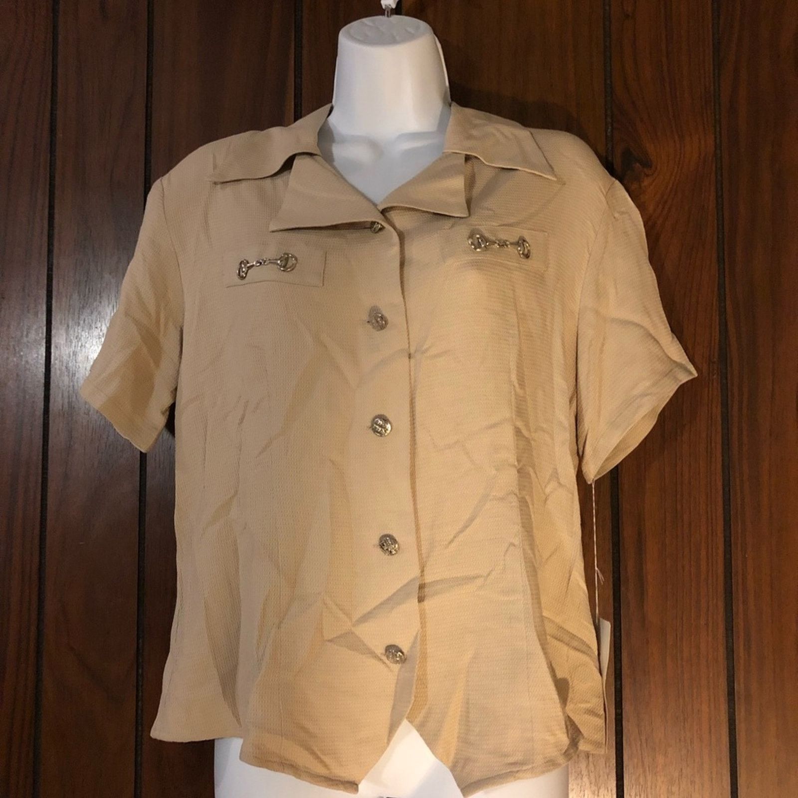 Other NWT K Arnold Career Silk Taffy Caramel Shirt Size M / US 6-8 / IT 42-44 - 1 Thumbnail