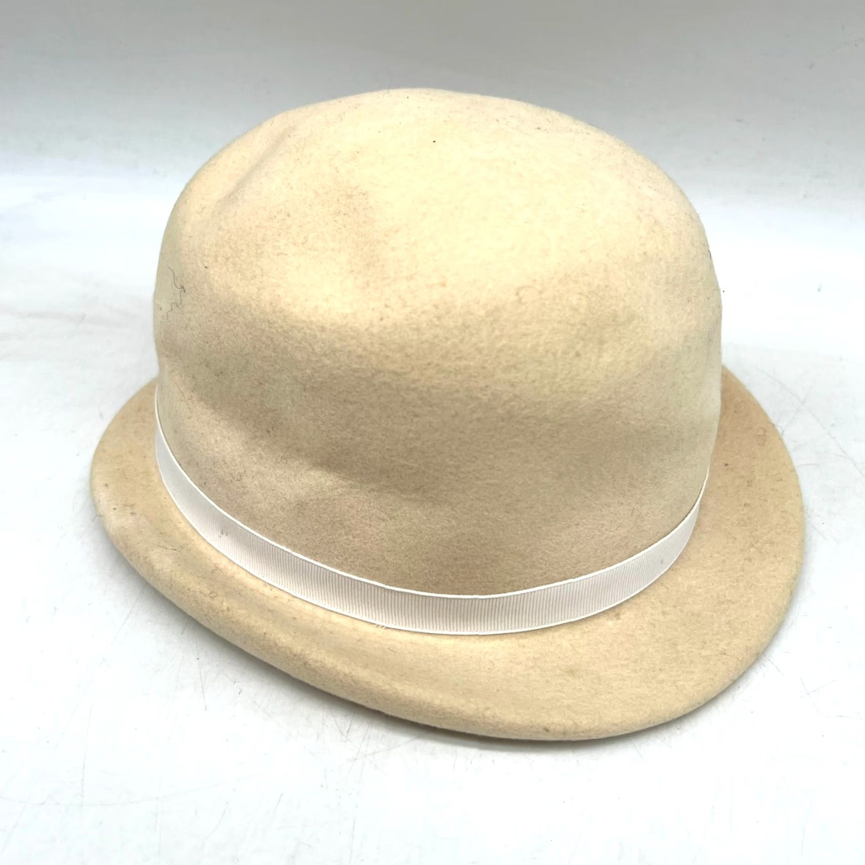 Vintage VINTAGE Keen's Bowler Hat Womens M Ivory Wool Felt Equestrian Fall Winter Spring 90s Size ONE SIZE - 2 Thumbnail
