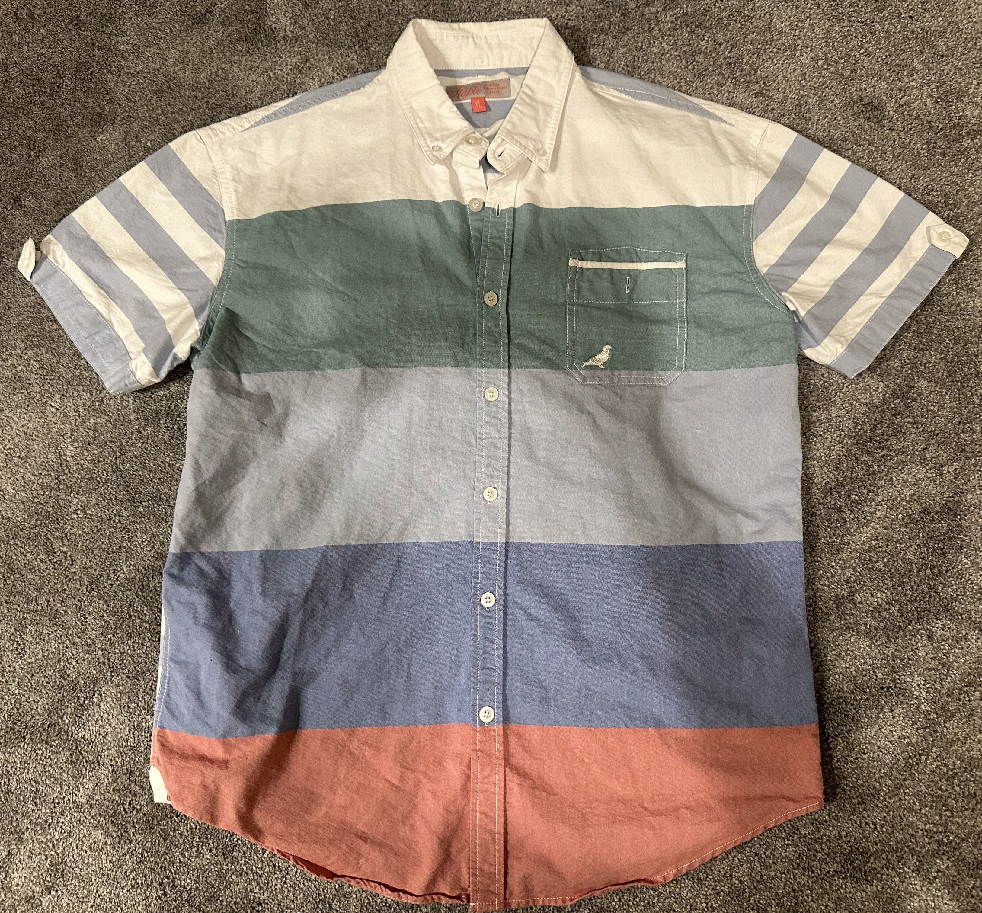 Staple Staple Pigeon Color Block Short Sleeve Button-Up Shirt Size US XL / EU 56 / 4 - 1 Thumbnail