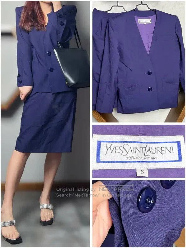 Yves Saint Laurent Yves Saint Laurent Purple Wool Cardigan for Women . Size S / US 4 / IT 40 - 1 Thumbnail
