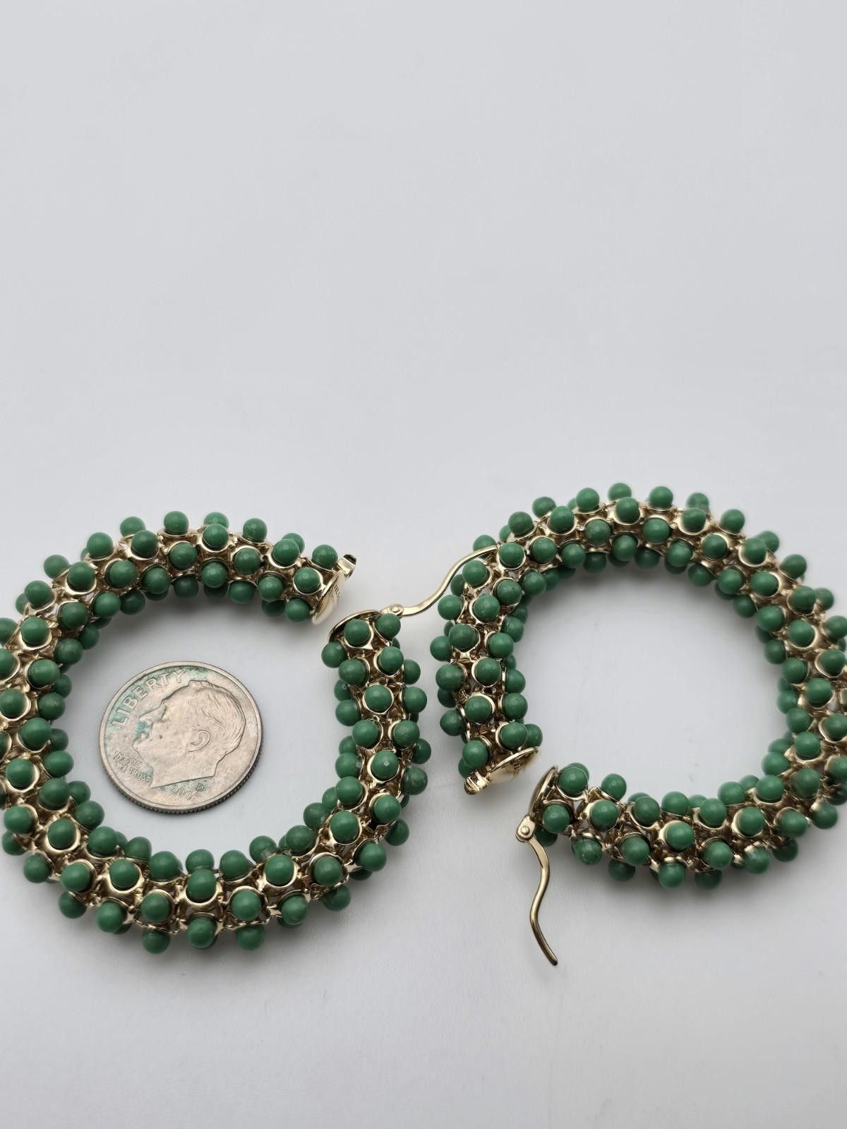 Jil Sander Jil Sander Green Beaded Hoop Earrings- Statement Size ONE SIZE - 1 Thumbnail