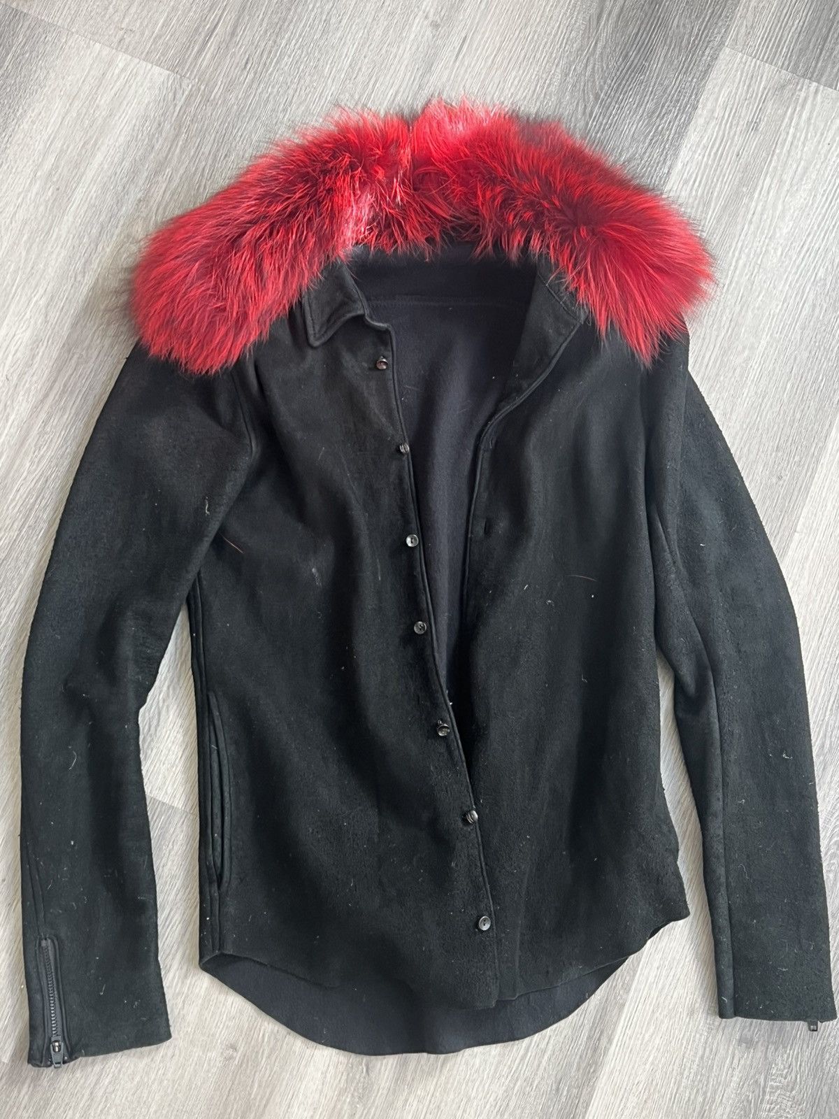 Le Grande Bleu (L.G.B.) LGB Fox Fur Red Leather Shirt Size US S / EU 44-46 / 1 - 1 Thumbnail