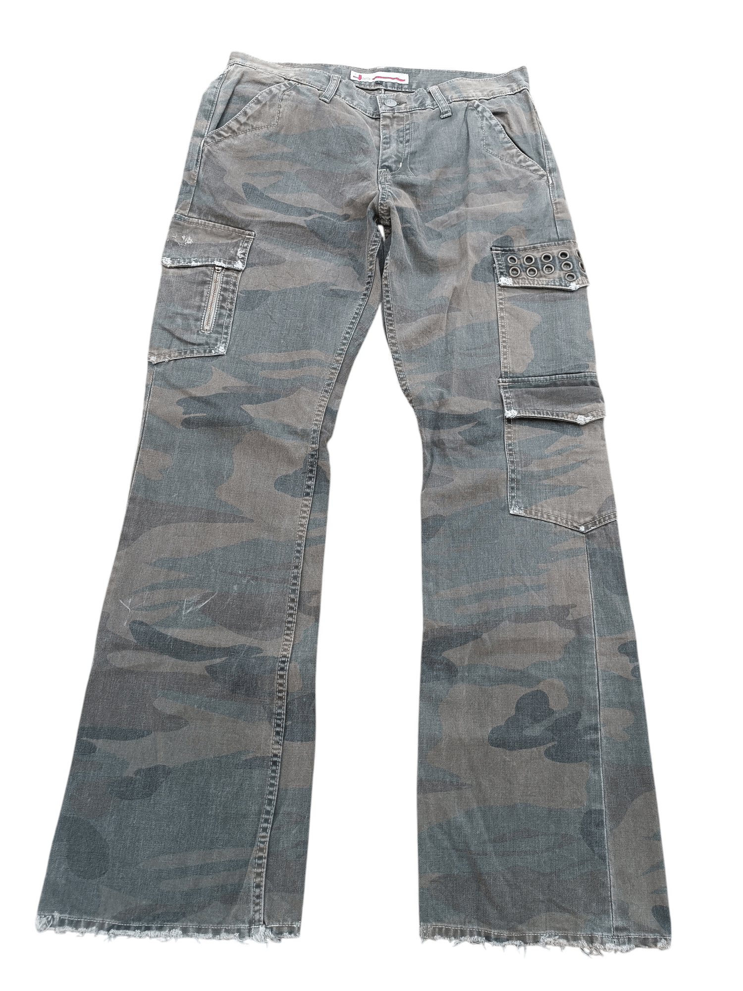 Japanese Brand FLARED💥Genoese Okayama Distressed Multi Pocket Camo Pant Size US 31 - 3 Thumbnail
