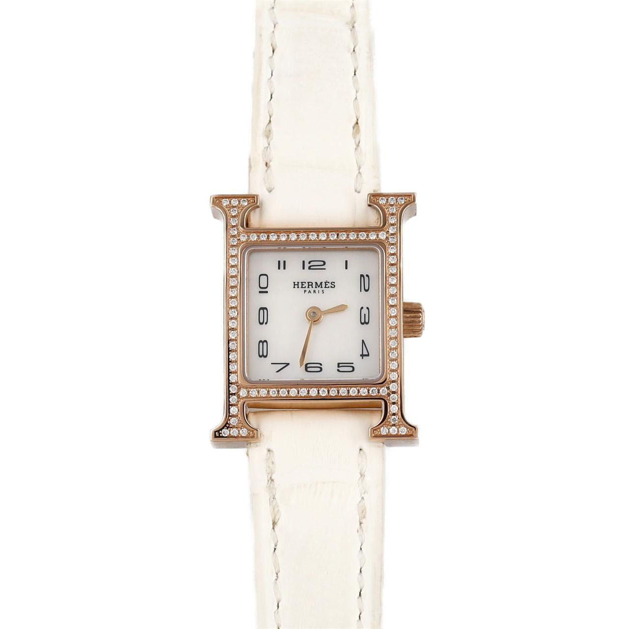 Hermes Hermes Hermes H Watch Pink Gold Watch Crocodile skin Quartz DUTY FREE for USA Size ONE SIZE - 1 Thumbnail