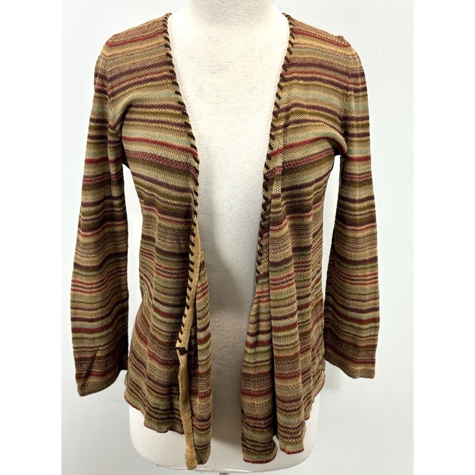 Ralph Lauren Ralph Lauren Jeans Co Cardigan Sweater Women’s M Linen Blend Multicolor Aztec Southwestern Knit Striped Boho Modern Size M / US 6-8 / IT 42-44 - 7 Thumbnail