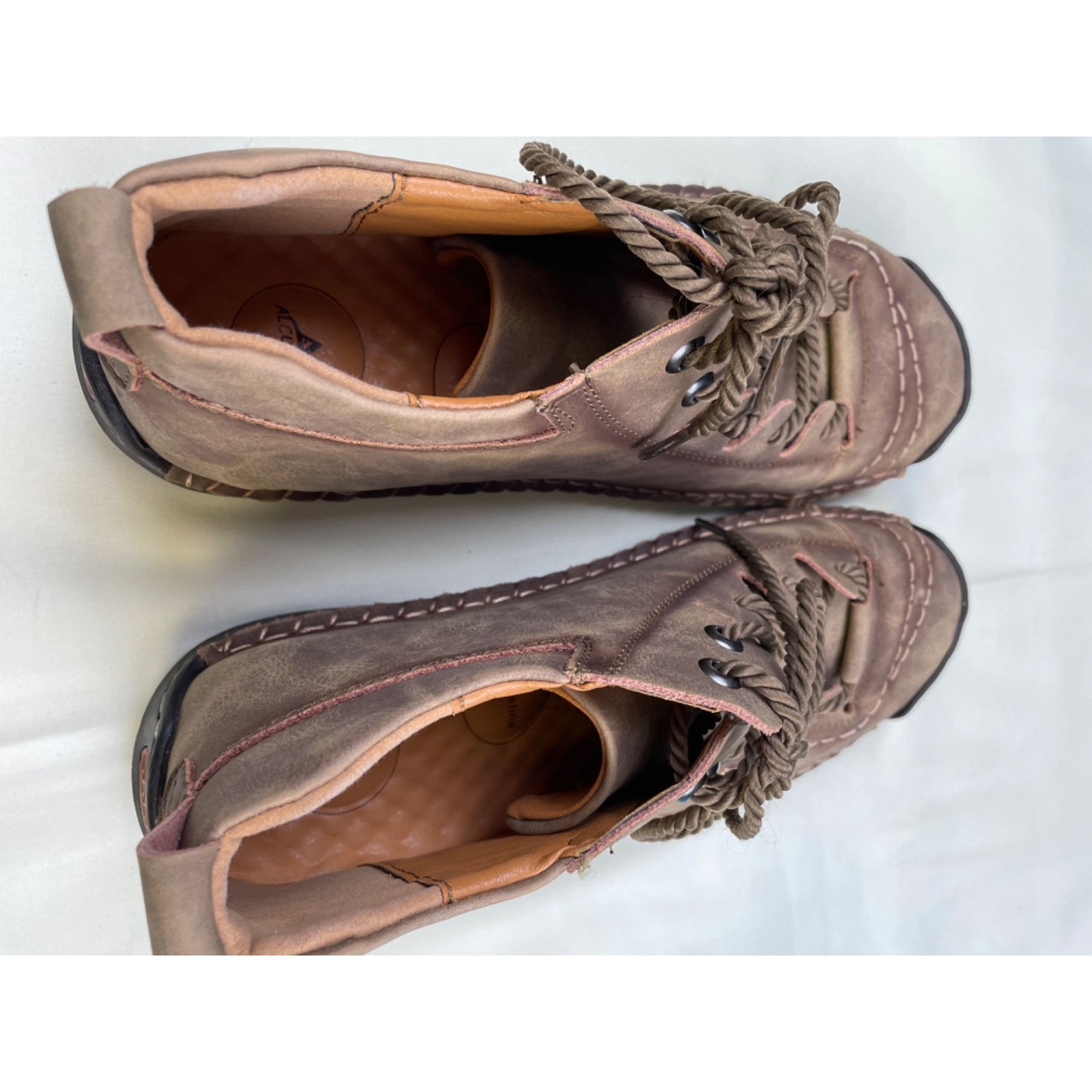 Other Alcubieree Men's Tan Leather Casual Shoes Lace up Ankle Size Size US 11.5 / EU 44-45 - 7 Thumbnail