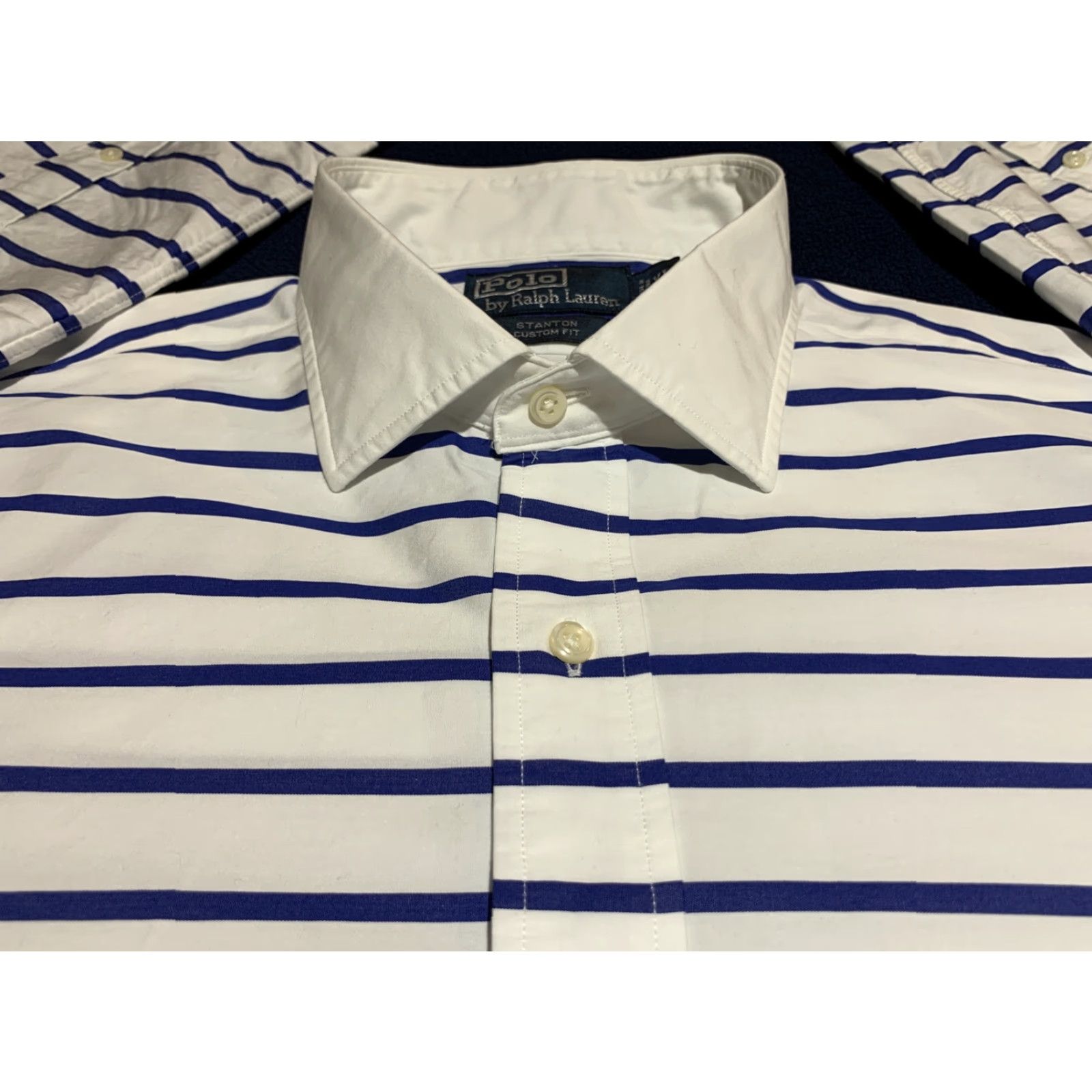 Ralph Lauren VINTAGE Ralph Lauren Men's Shirt Long Sleeve XL White Stripe Cotton Custom Fit 90s Button-Up Size US XL / EU 56 / 4 - 4 Thumbnail