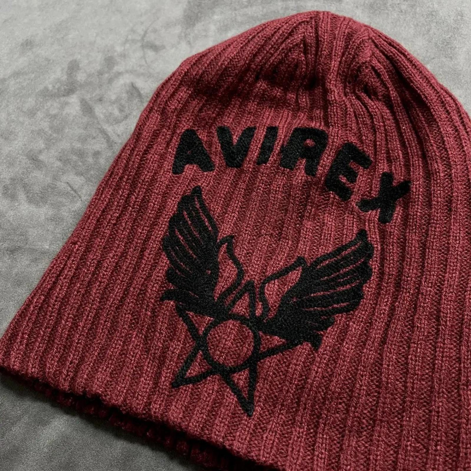 Avirex Deadstock Vintage Avirex Burgundy No Cuff Knit Beanie Hat OS Size ONE SIZE - 2 Thumbnail