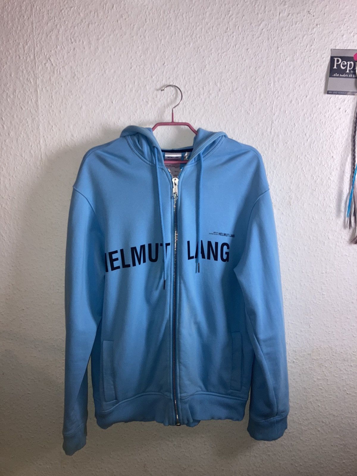 image of Helmut Lang Campaign Zip Hoodie Sky Blue, Men's (Size Large)