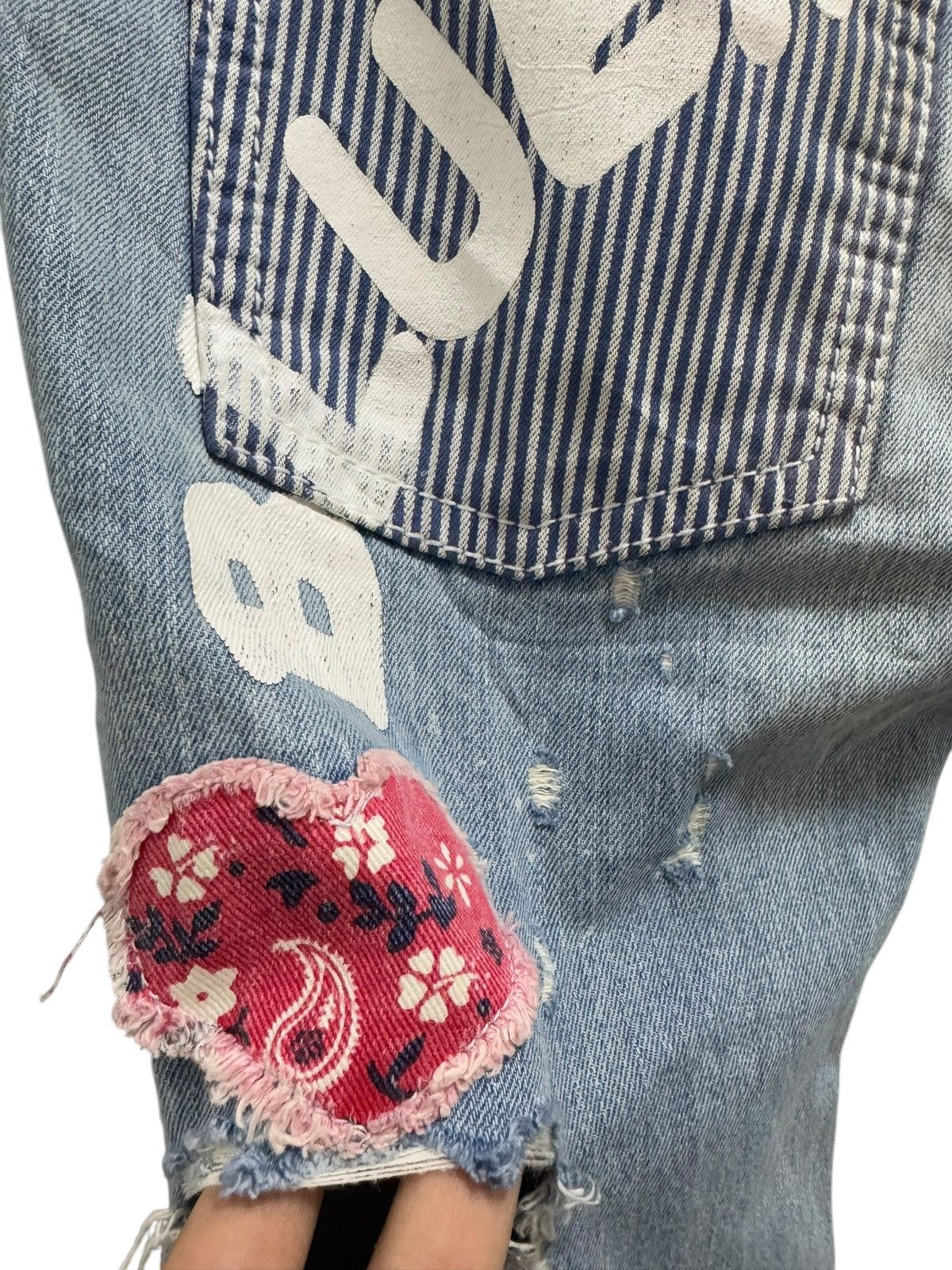 Japanese Brand HIPPIE REWORKED PATCHES KAPITAL INSPIRED DISTRESSED DENIM Size 32" / US 10 / IT 46 - 4 Thumbnail