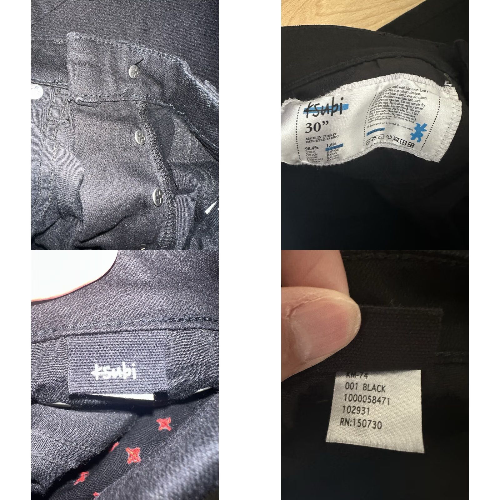 Ksubi Ksubi Jeans Skinny Men 30 Black Denim 5-Pocket Mid Rise 32.5 Inseam Button Waist 15” Size US 30 / EU 46 - 8 Thumbnail