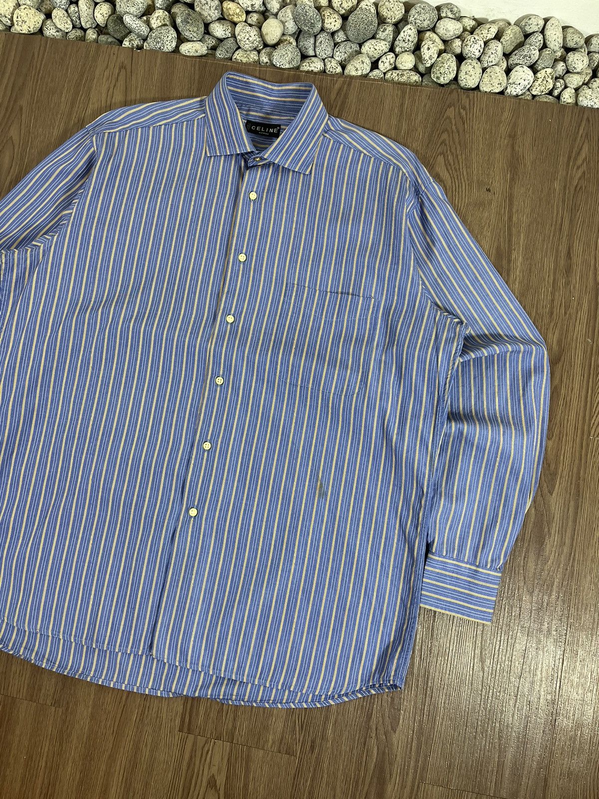 Celine CELINE Homme Vintage Striped ButtonUp Shirt – Made in France Size US XL / EU 56 / 4 - 3 Thumbnail