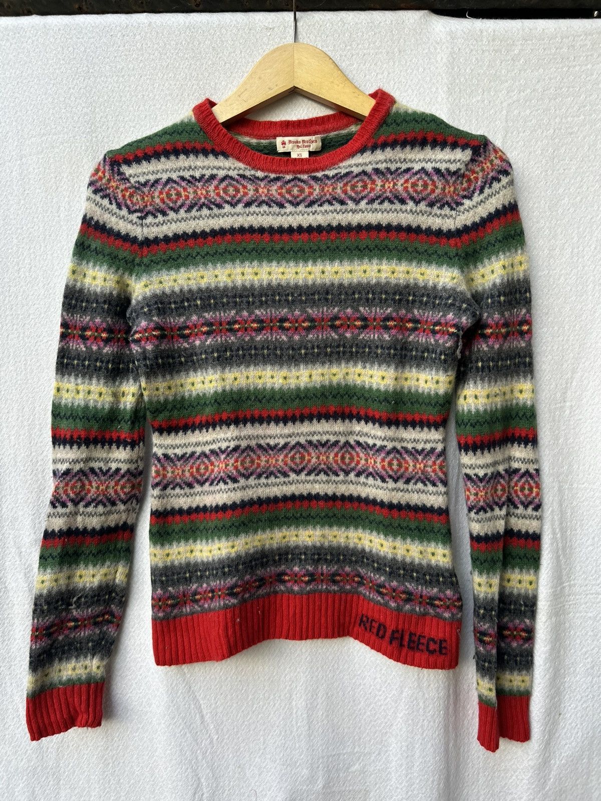 Japanese Brand Brook Brother Red Fleece Multicollor Knitwear Styled Size US XS / EU 42 / 0 - 1 Thumbnail