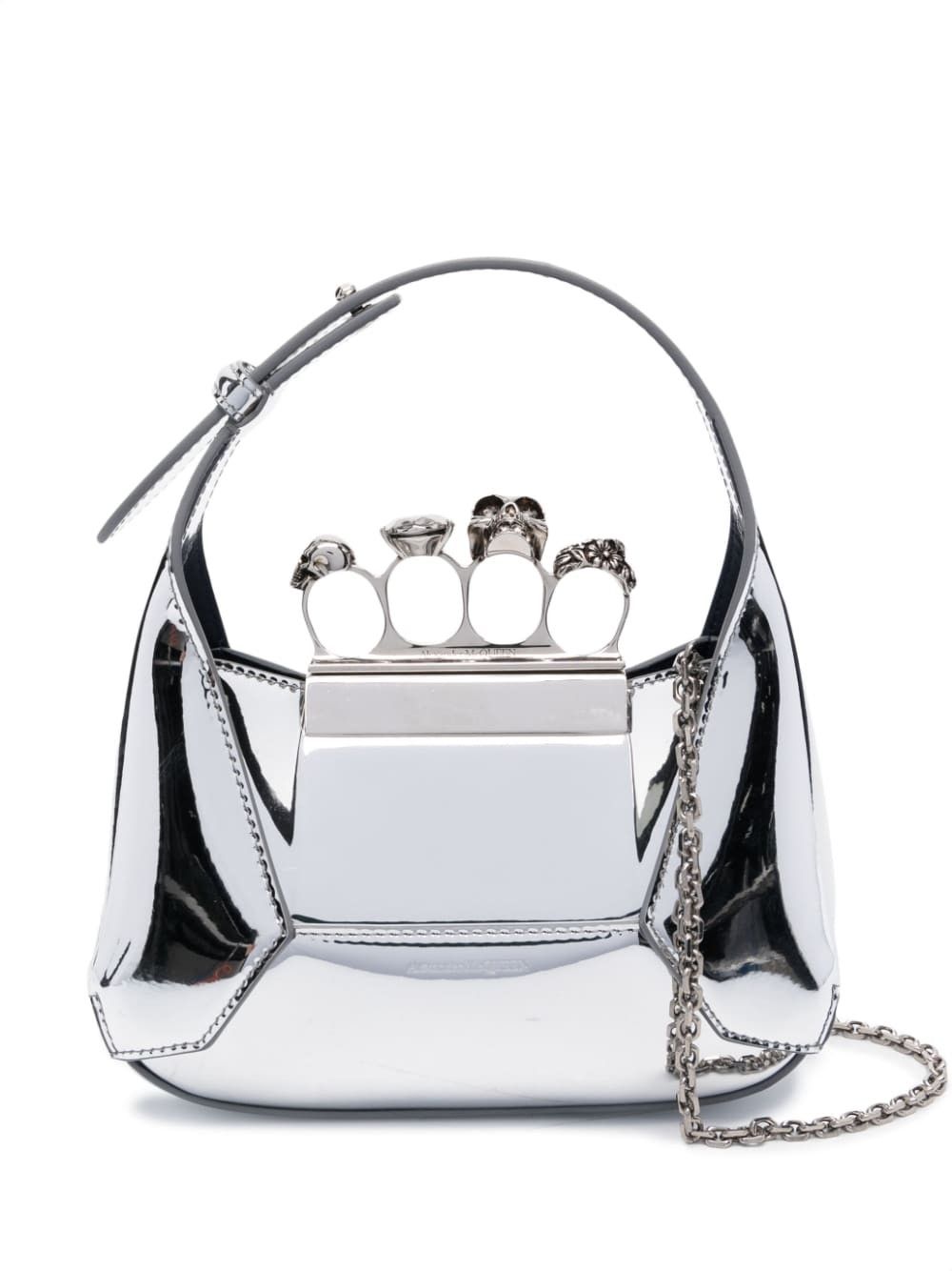 image of Alexander Mcqueen Mini Hobo Bag in Silver, Women's