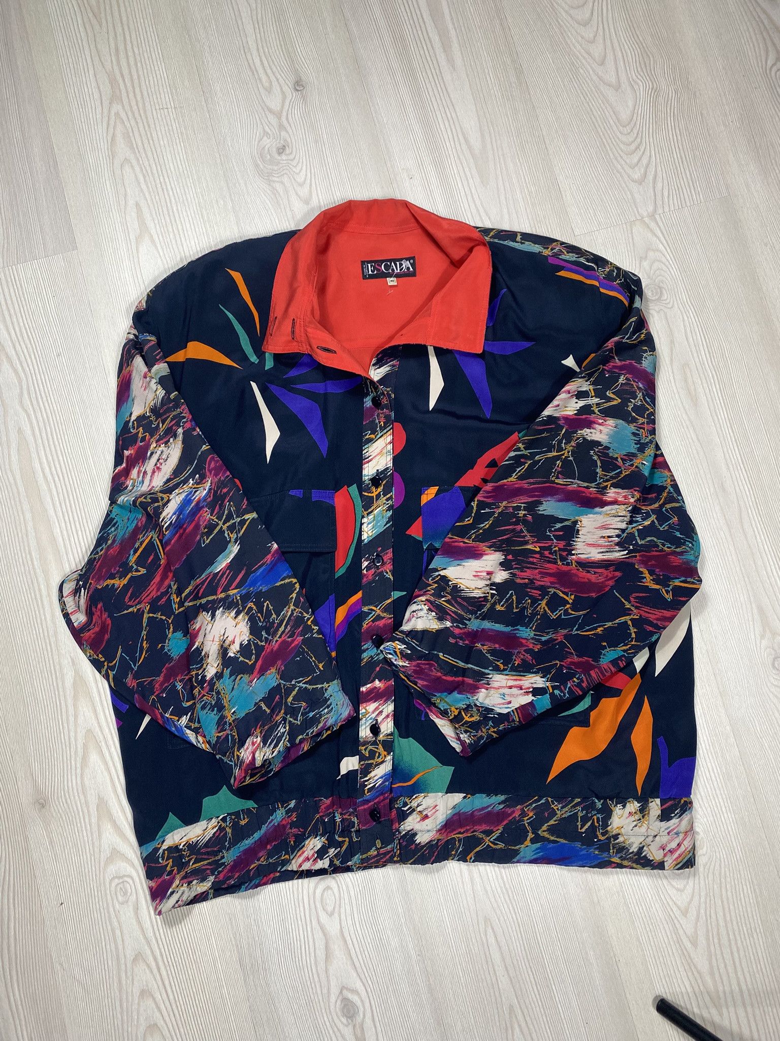 Escada Escada 80s Windbreaker Graphic Floral Silk Jacket VTG Size M / US 6-8 / IT 42-44 - 4 Thumbnail