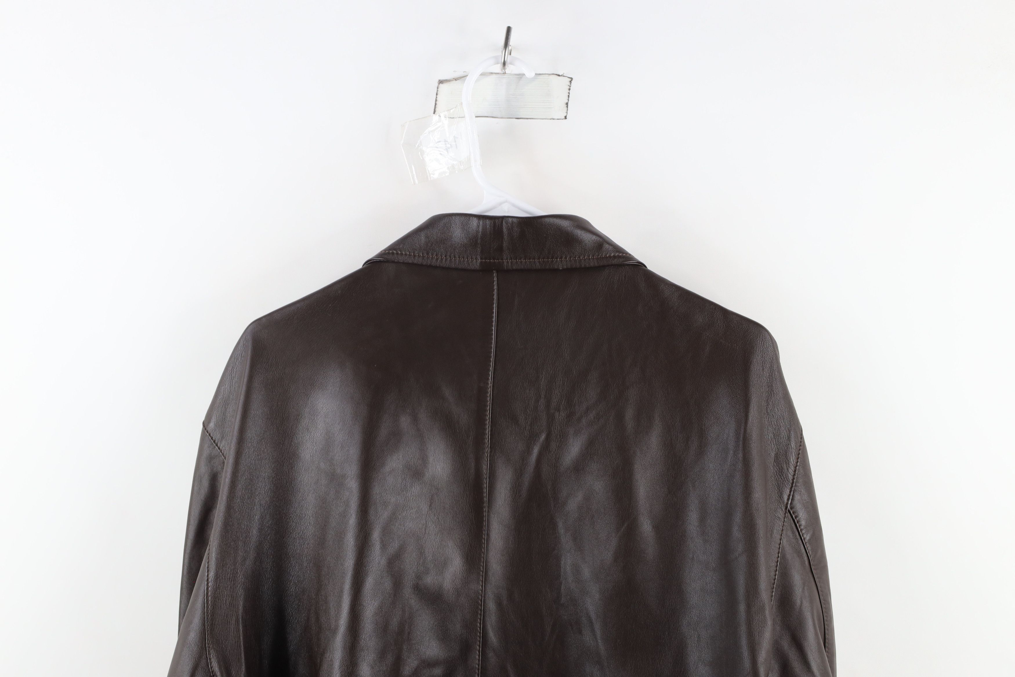Vintage Vintage 90s Streetwear Leather Full Zip Bomber Jacket Brown Size XXL / US 16-18 / IT 52-54 - 15 Thumbnail