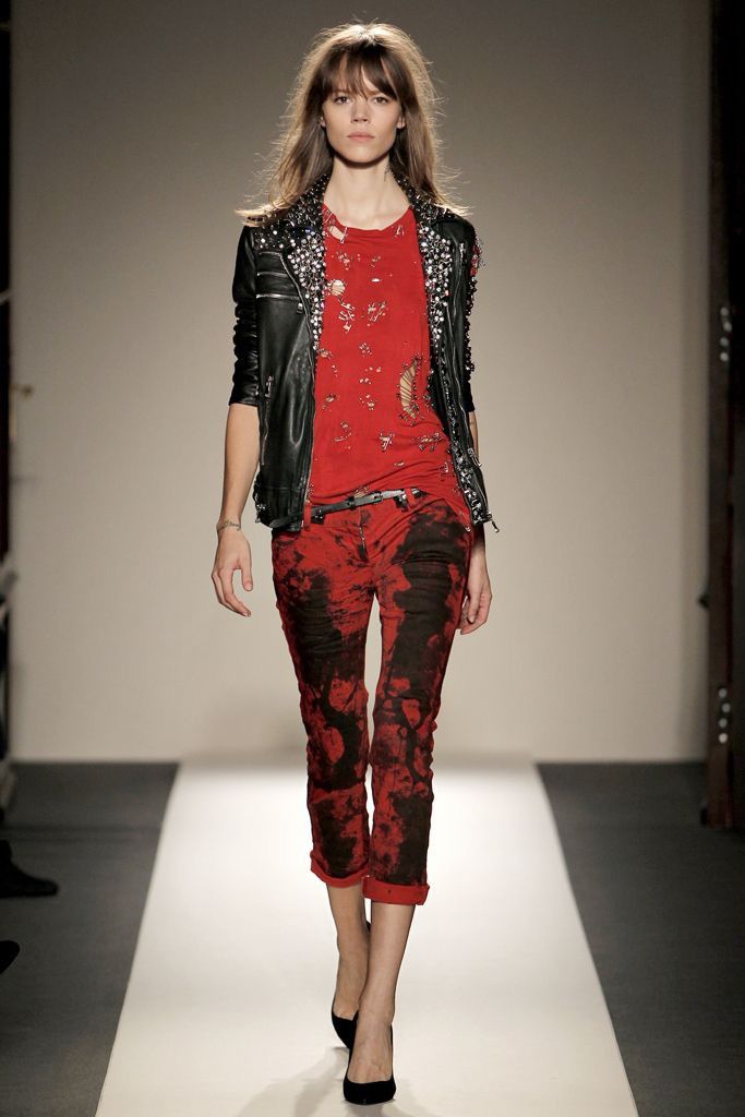 Balmain S/S 2011 Christophe Decarnin Red Washed-out Biker Jeans Size 30" / US 8 / IT 44 - 1 Thumbnail