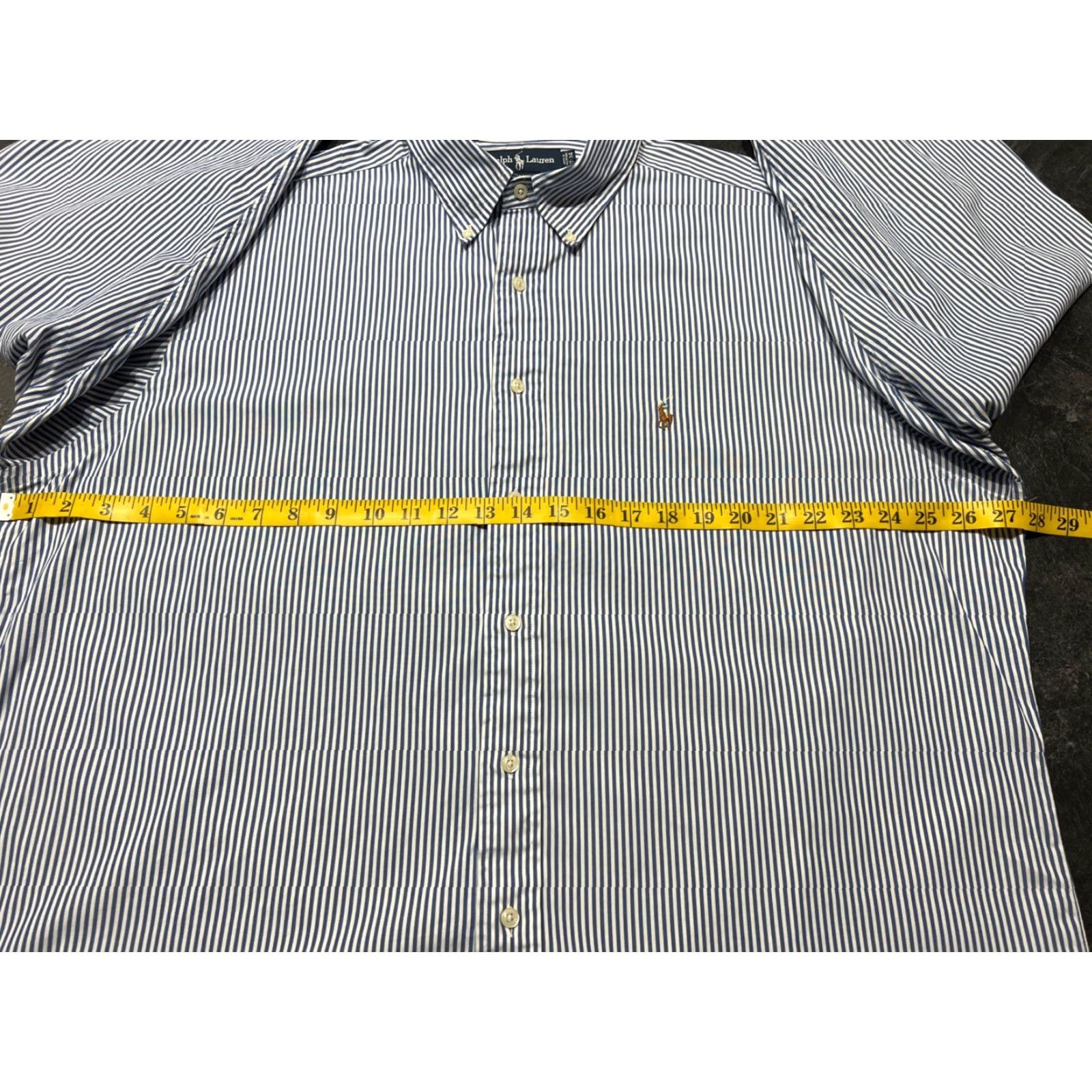 Ralph Lauren VINTAGE? (No) 90s Ralph Lauren Polo Yarmouth Oxford Shirt Mens 17 34 Stripe Blue Flesh Pony Size US XL / EU 56 / 4 - 7 Thumbnail